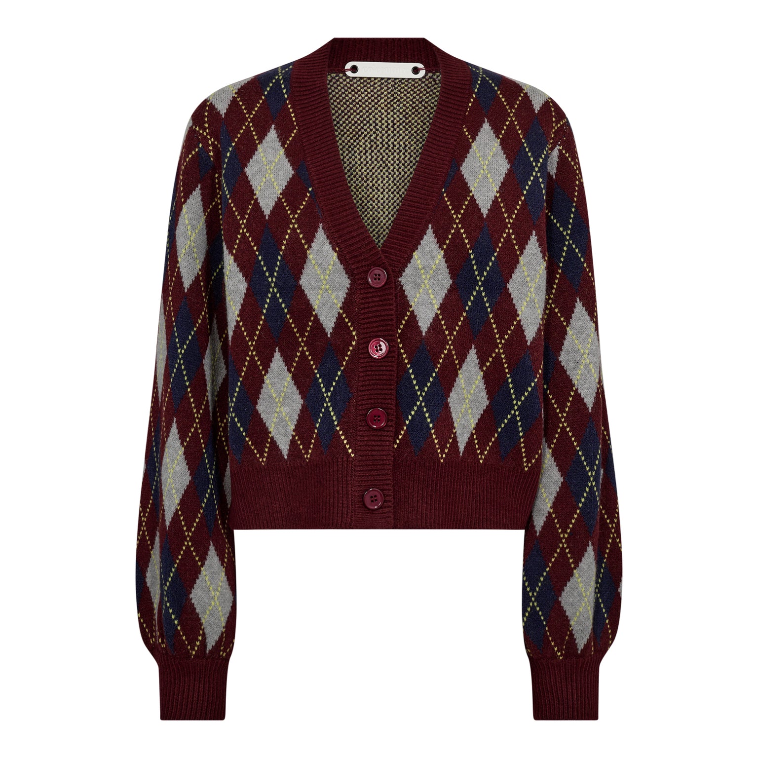 RowCC Check Cardigan - Wine Red