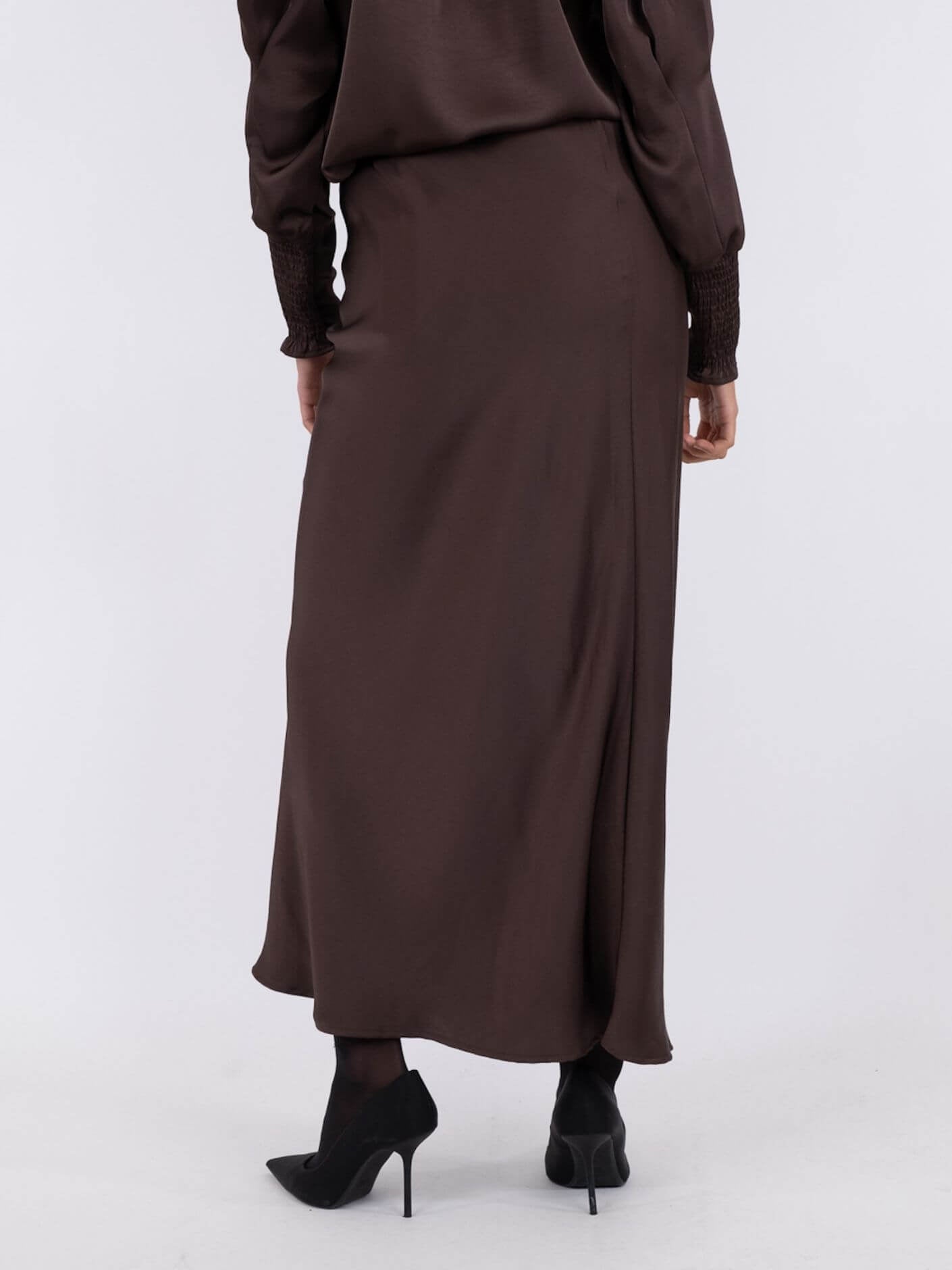 Vicky heavy sateen skirt - Dark Brown
