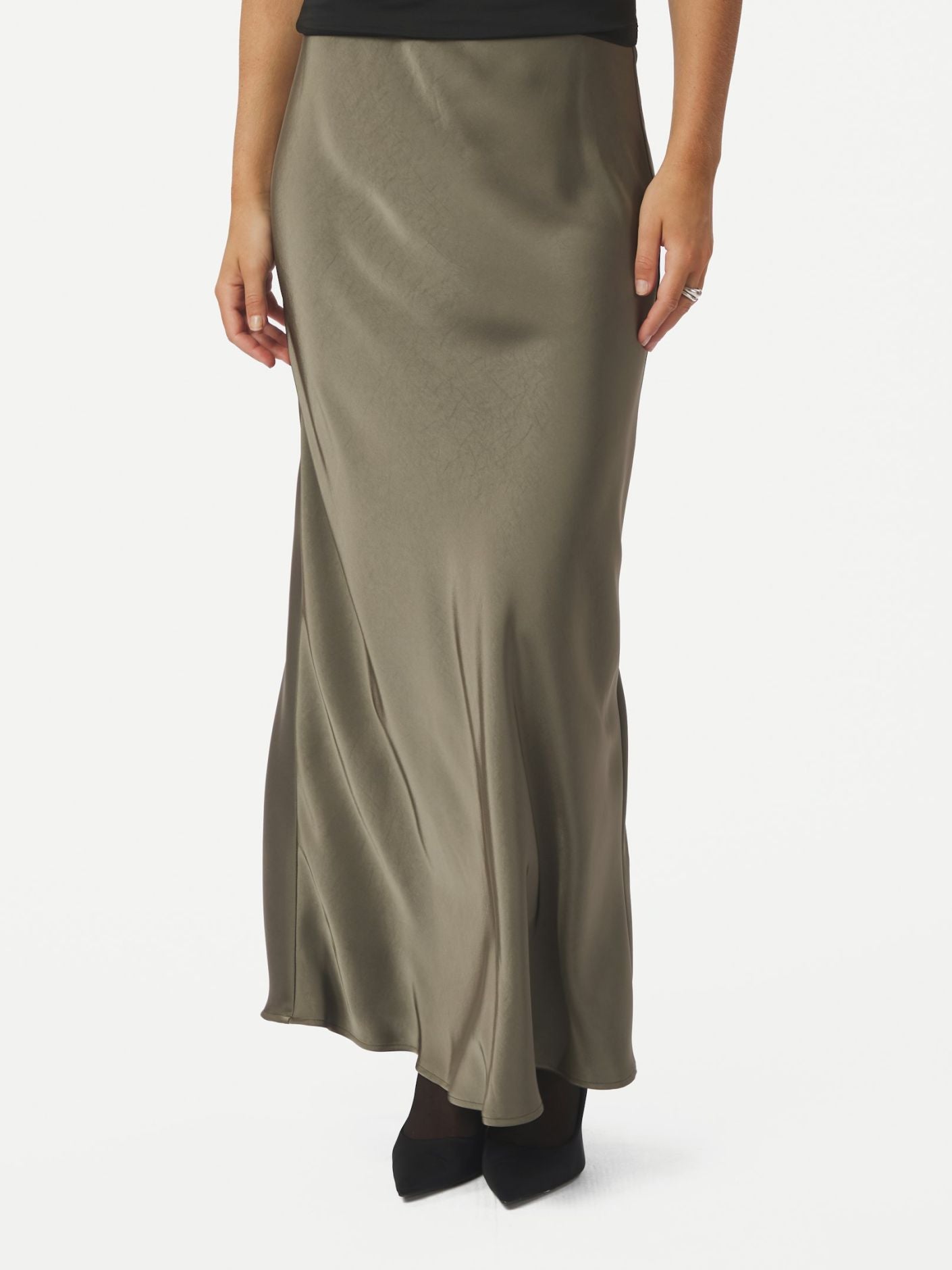 Vicky Heavy Sateen Skirt - Cold Army