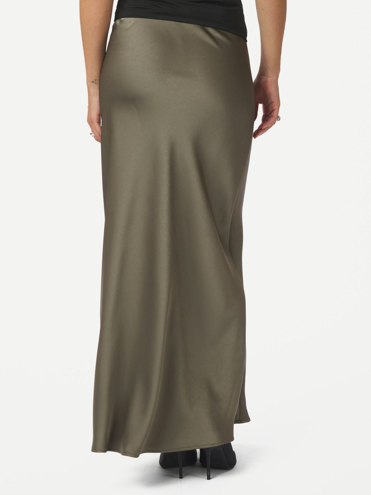 Vicky Heavy Sateen Skirt - Cold Army