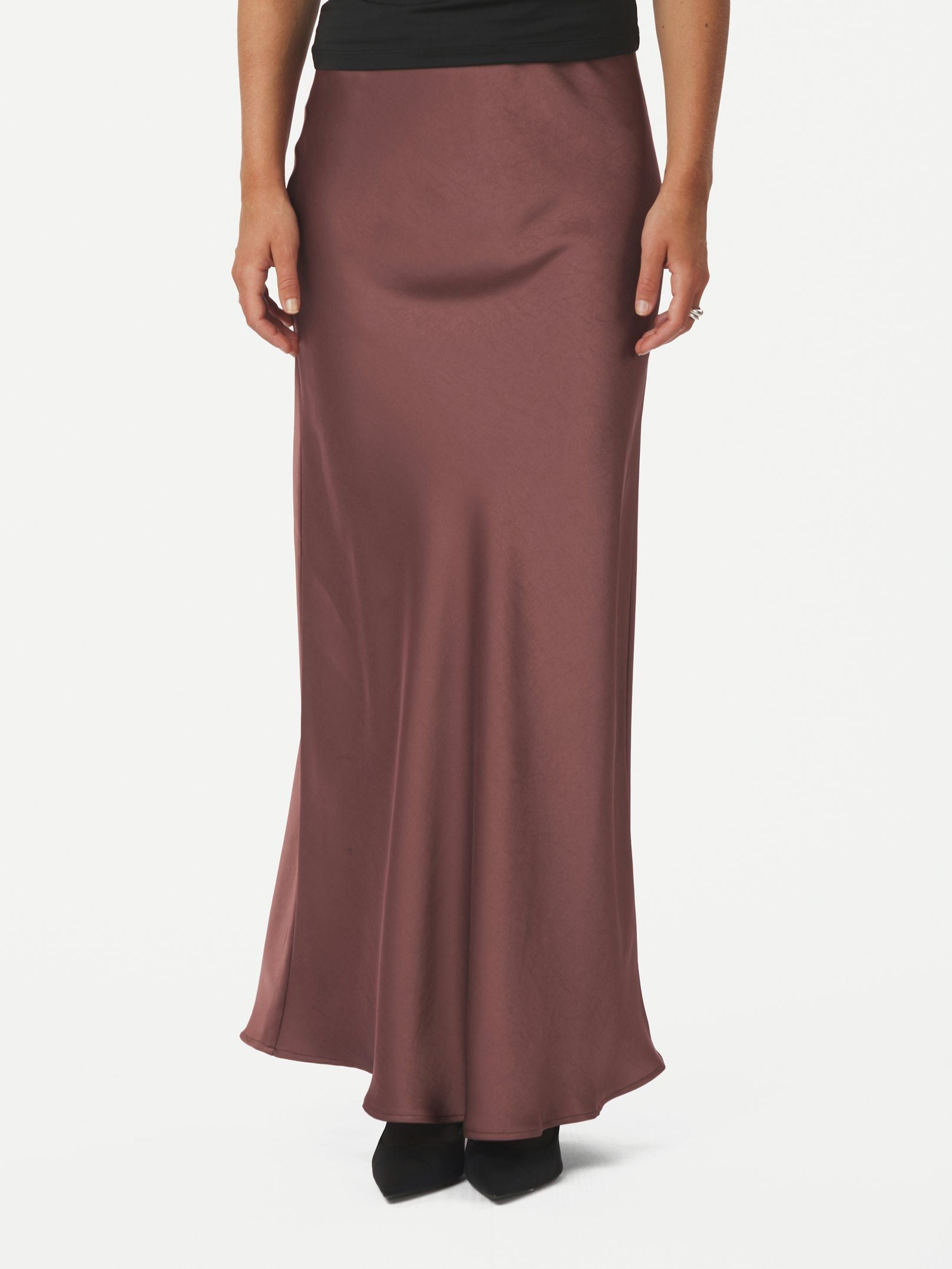 Vicky Heavy Sateen Skirt - Dark Rose