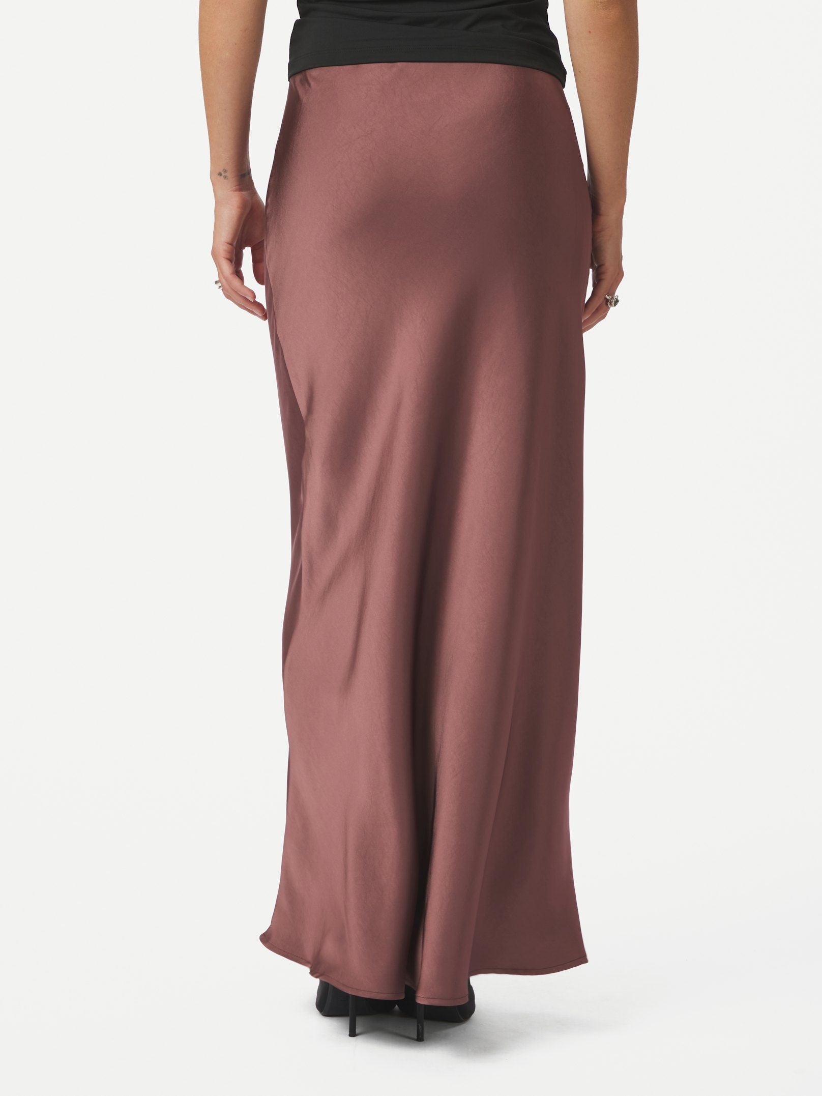 Vicky Heavy Sateen Skirt - Dark Rose