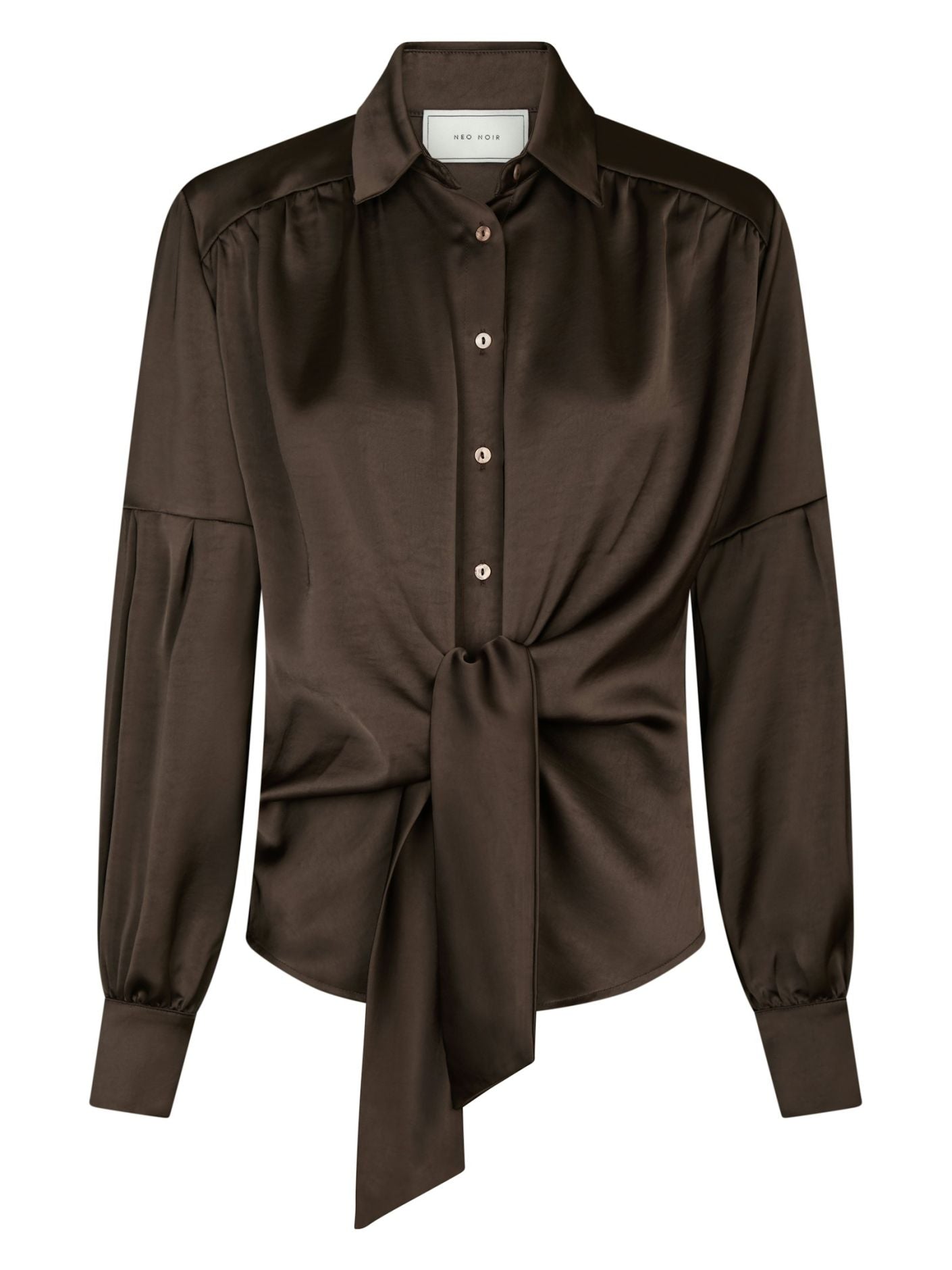 Naja Satin Shirt - Dark Brown
