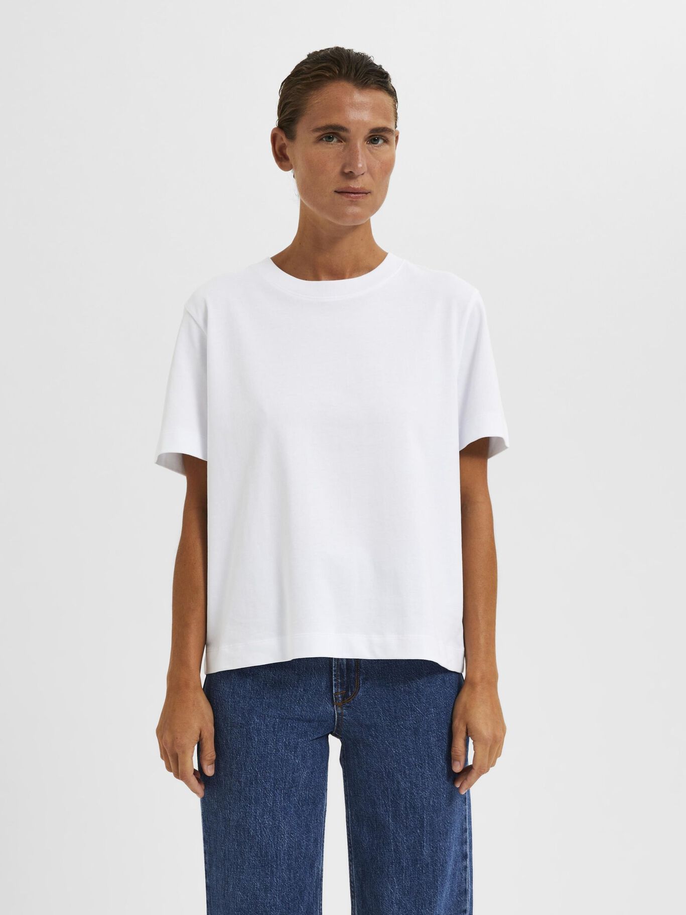 SLFEssential ss boxy - Bright White