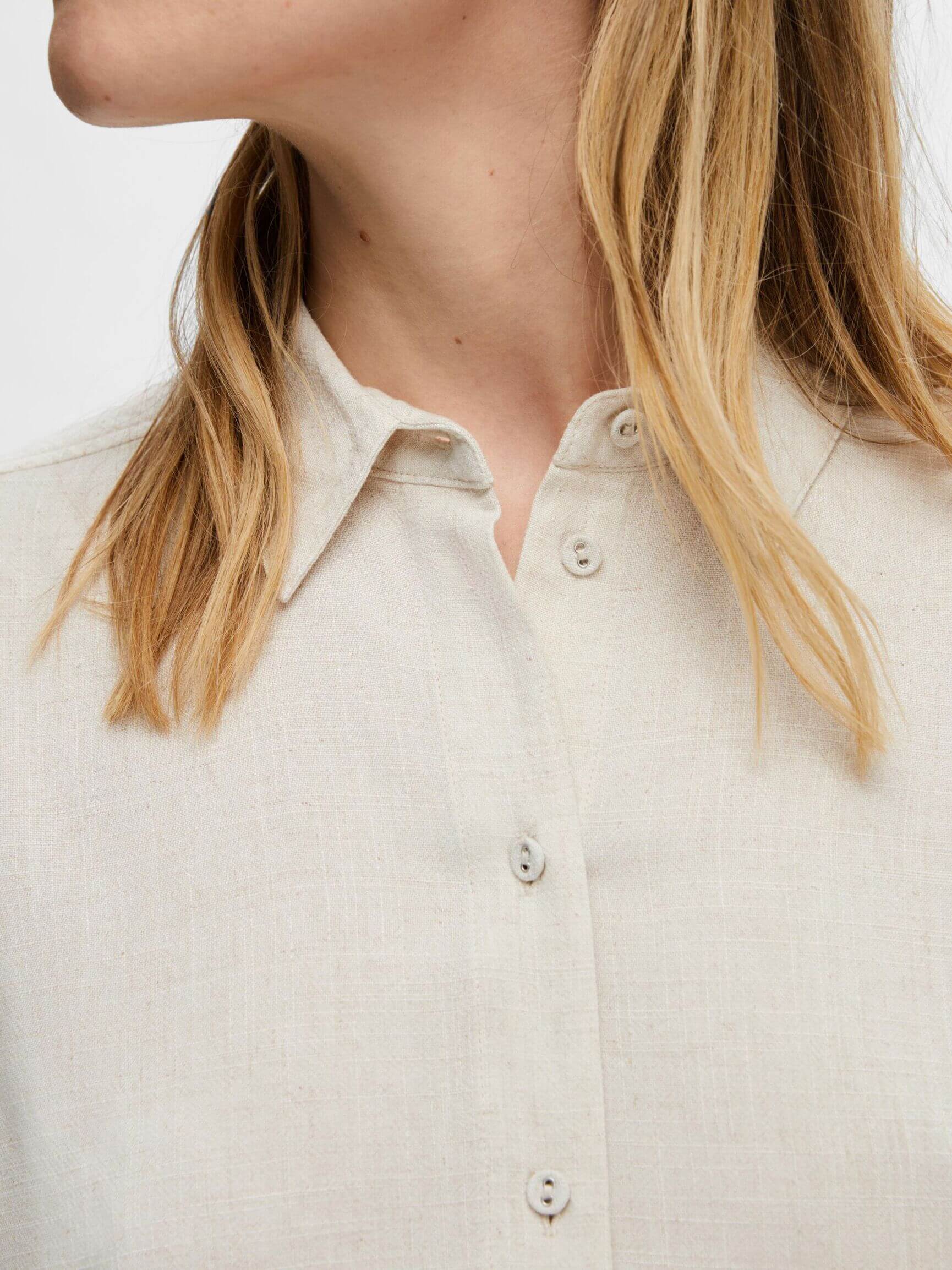 SLFviva SS Cropped Sun Shirt - Sandshell