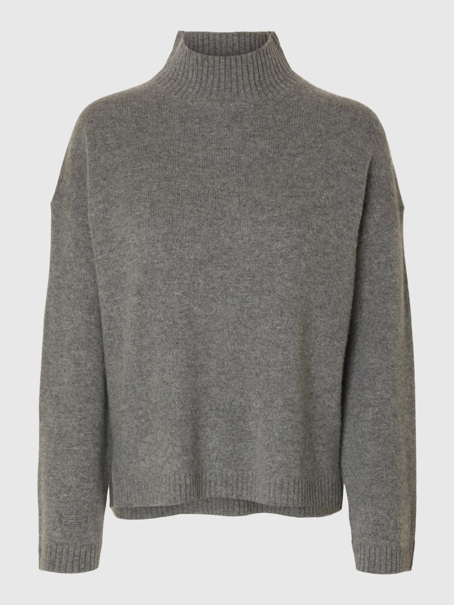 SLFCille Cashmere Blend High Neck - Medium Grey Melange