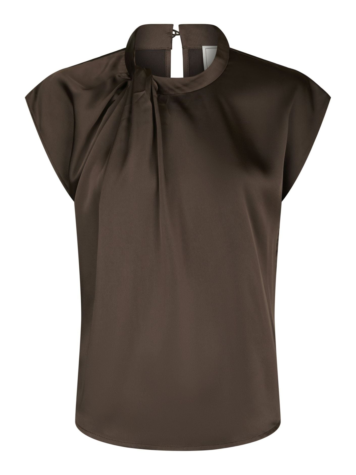 Fleur Drapy Satin Blouse - Dark Brown