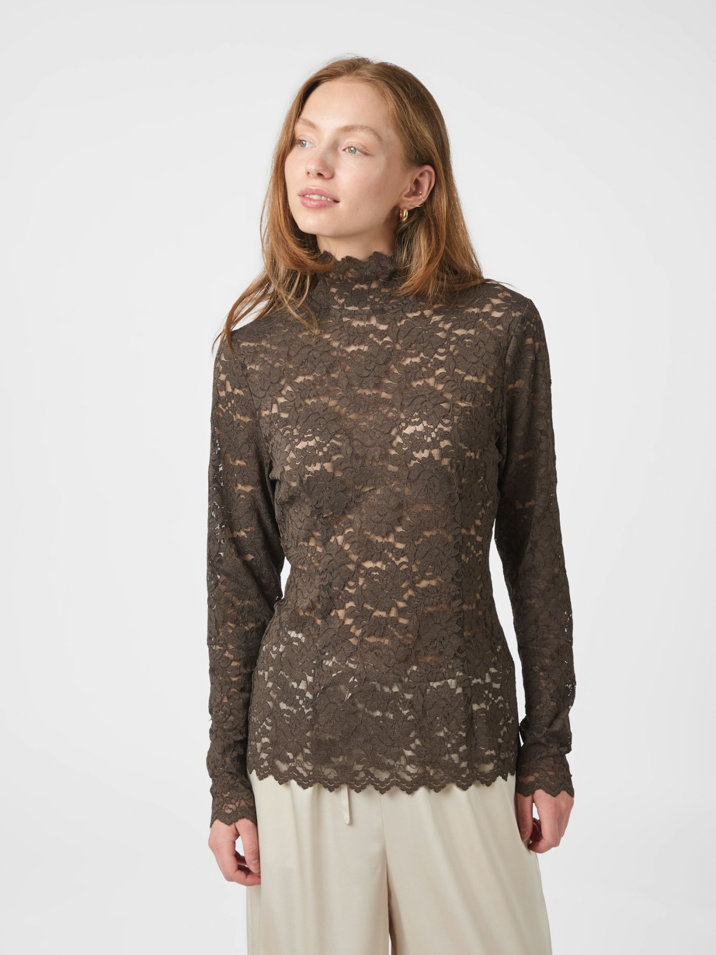 Liza Laceflower Blouse - Chocolate Brown