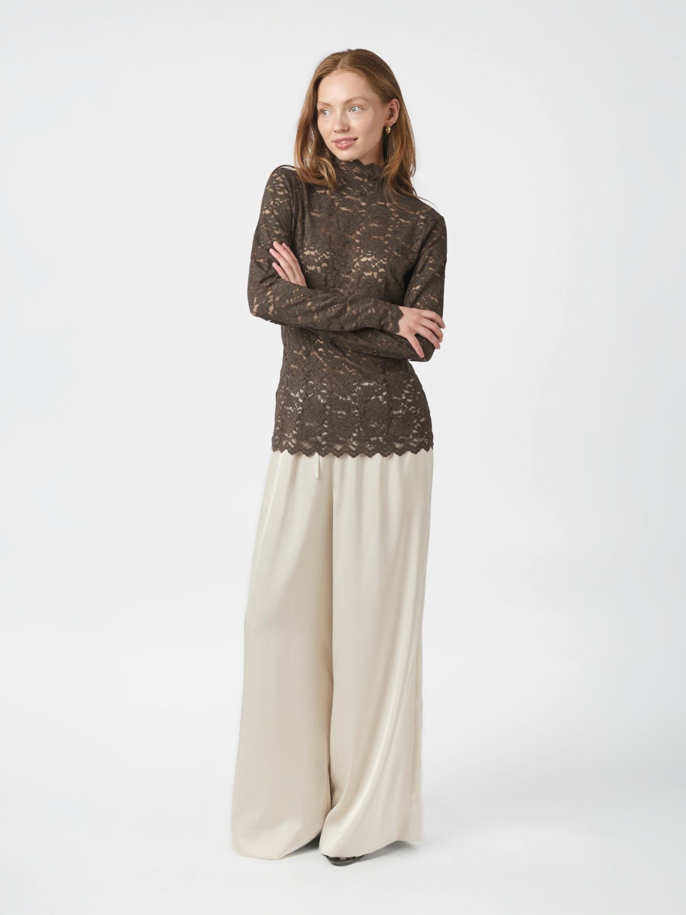Liza Laceflower Blouse - Chocolate Brown