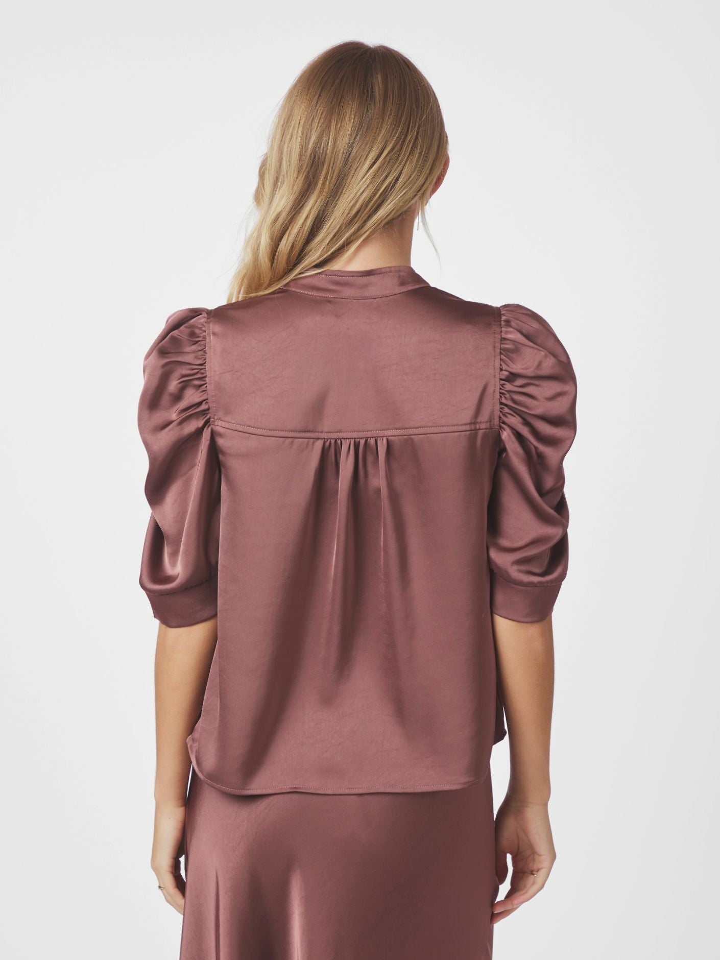 Roella Heavy Sateen Blouse - Dark Rose