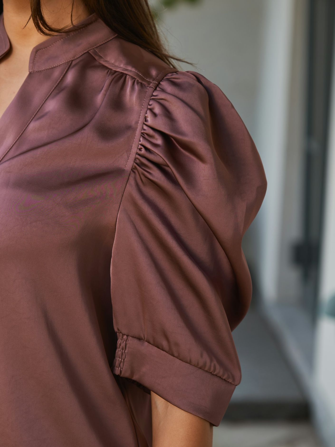 Roella Heavy Sateen Blouse - Dark Rose
