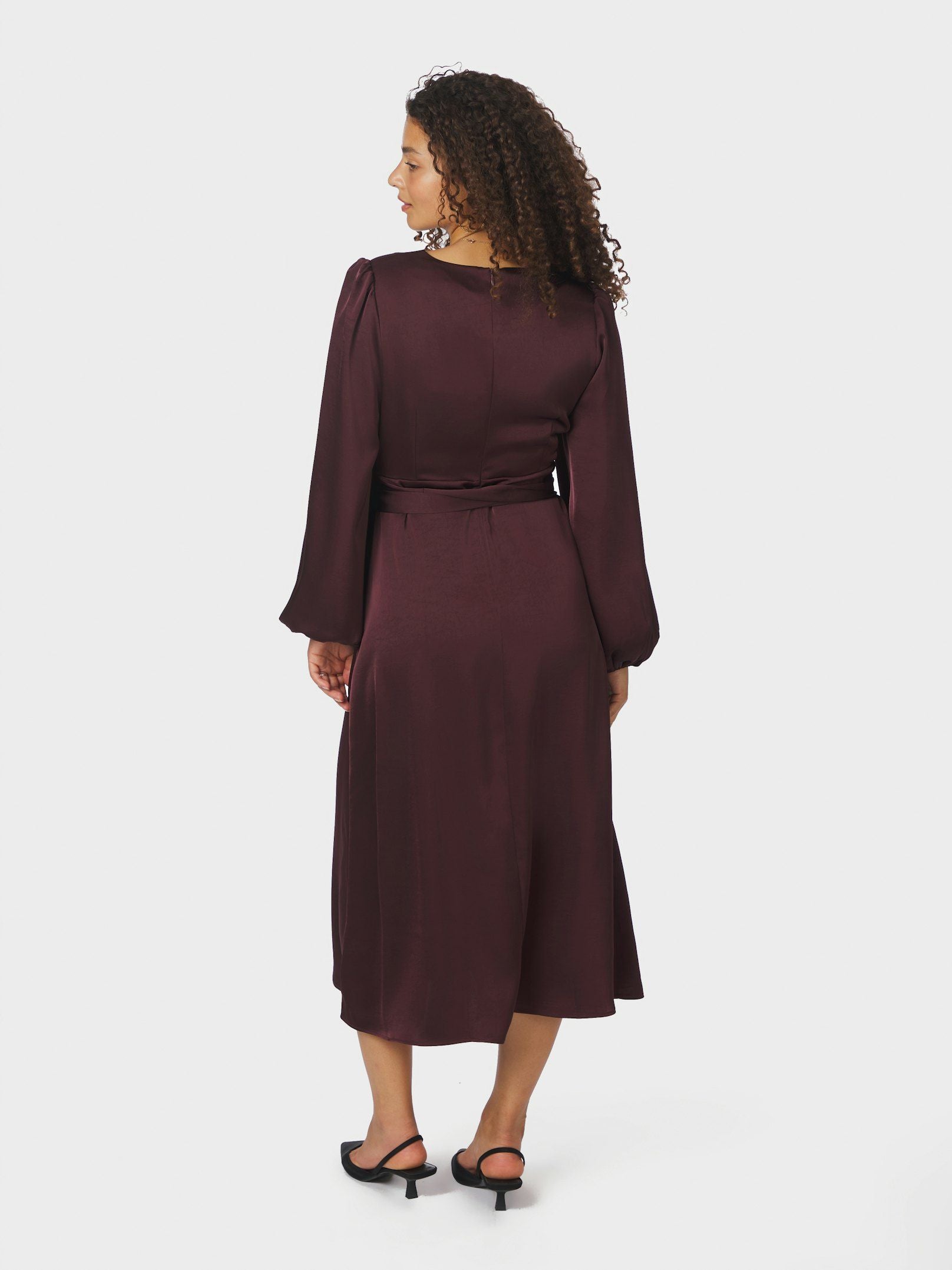 Rimini Heavy Sateen Dress - Burgundy