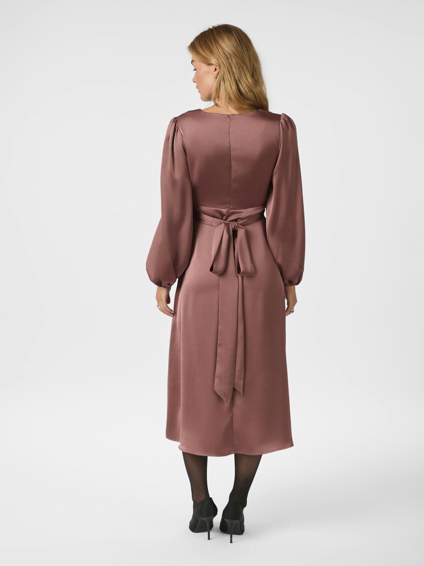 Rimini Heavy Sateen Dress - Dark Rose
