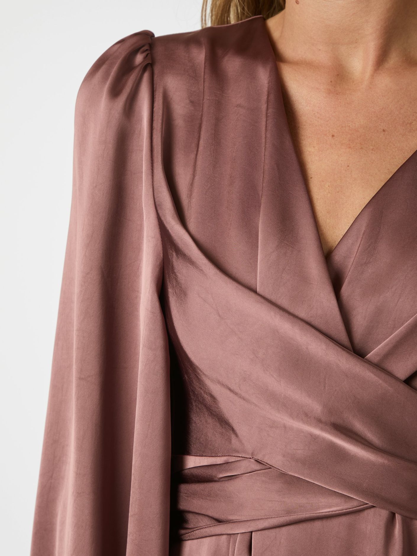 Rimini Heavy Sateen Dress - Dark Rose