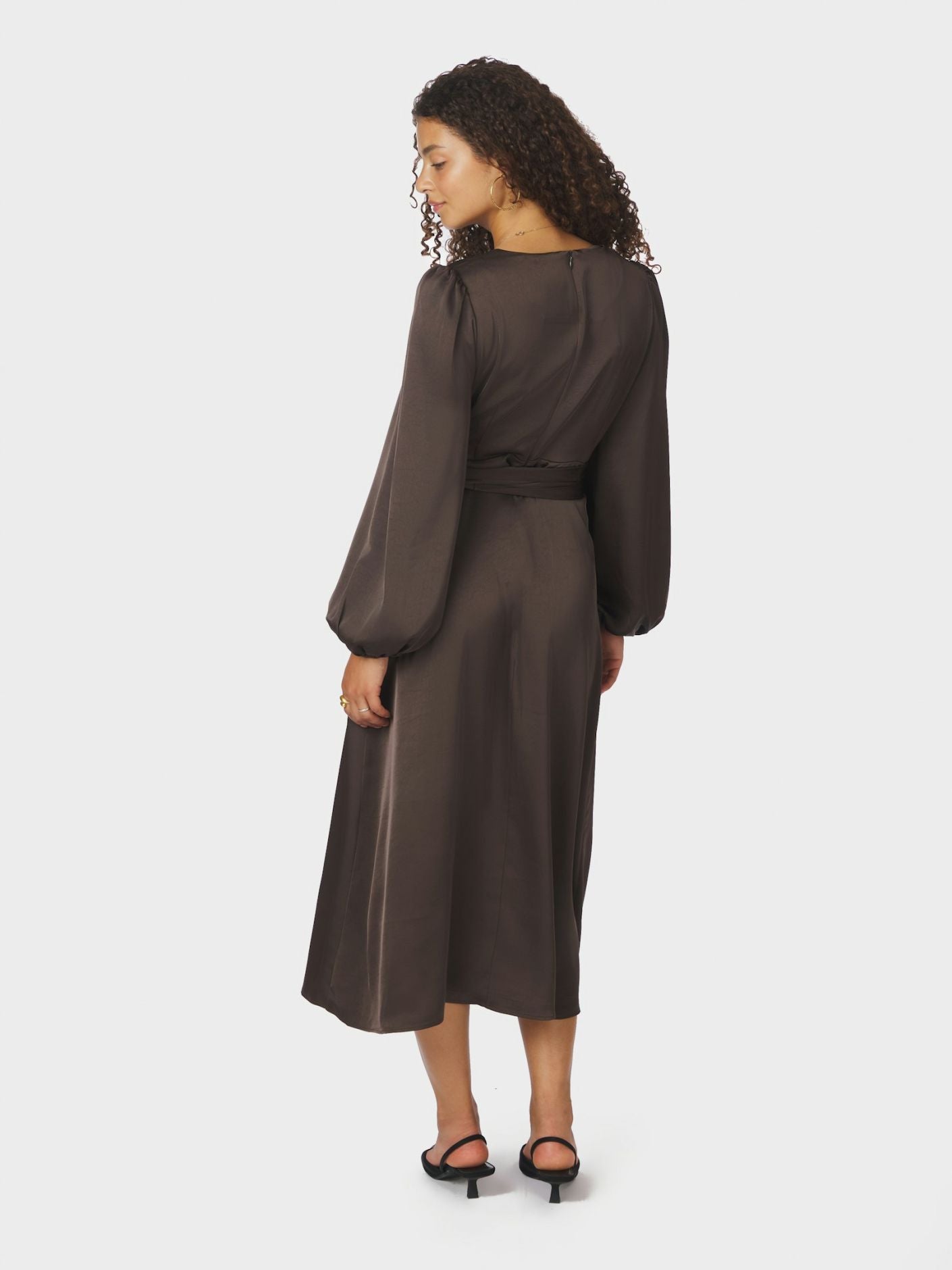Rimini Heavy Sateen Dress - Dark Brown