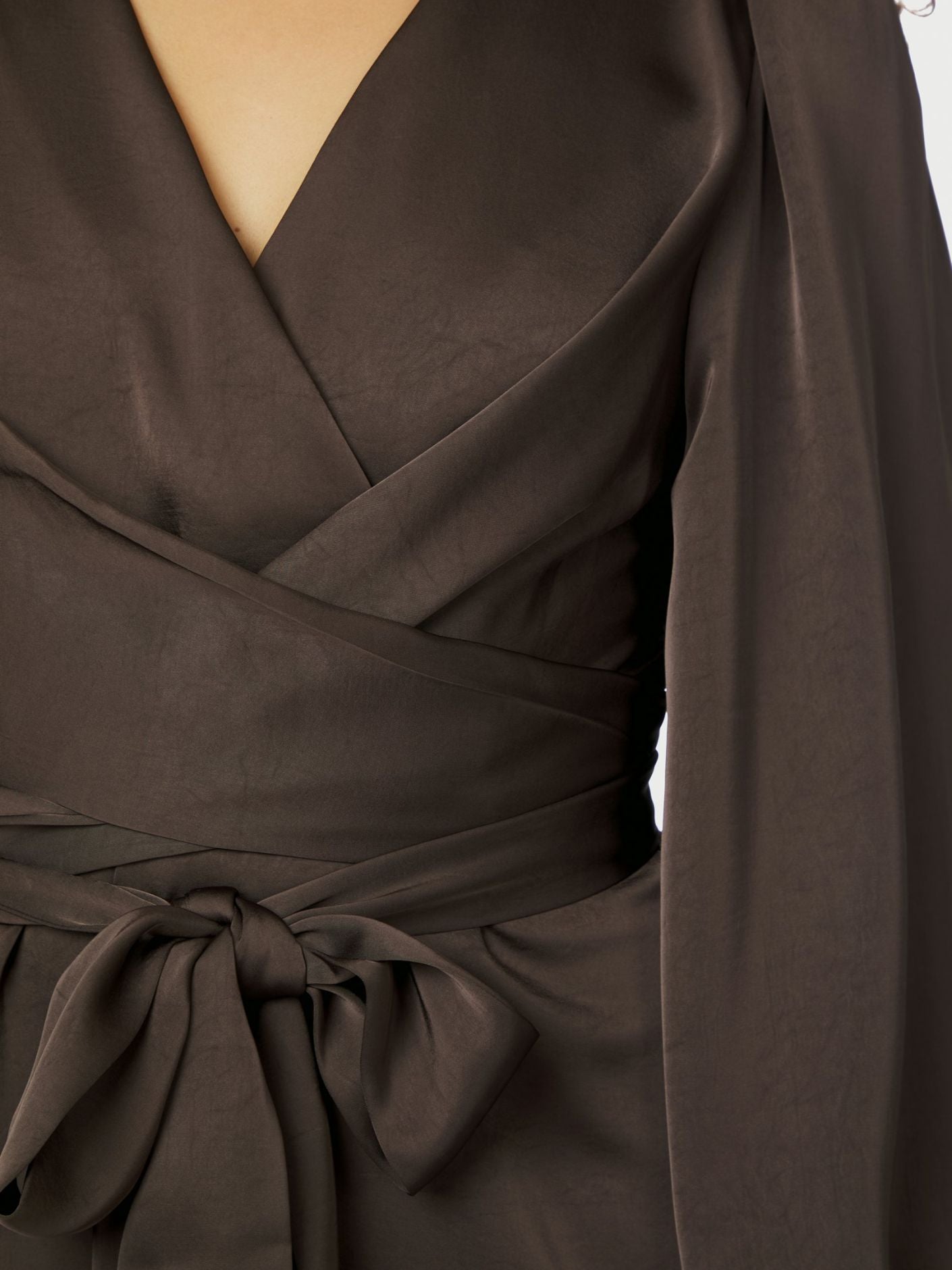 Rimini Heavy Sateen Dress - Dark Brown