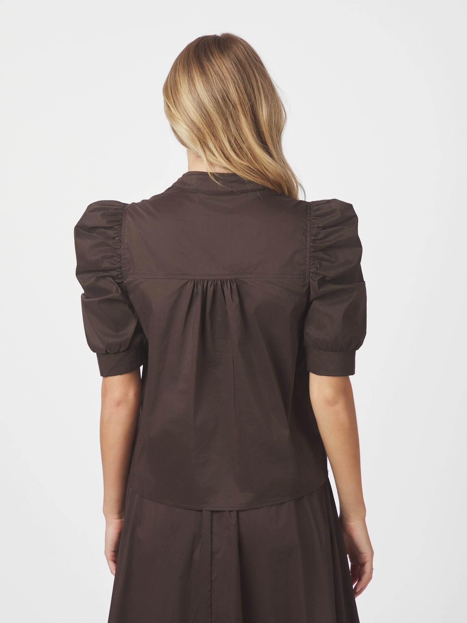 Roella Poplin Blouse - Chocolate Brown