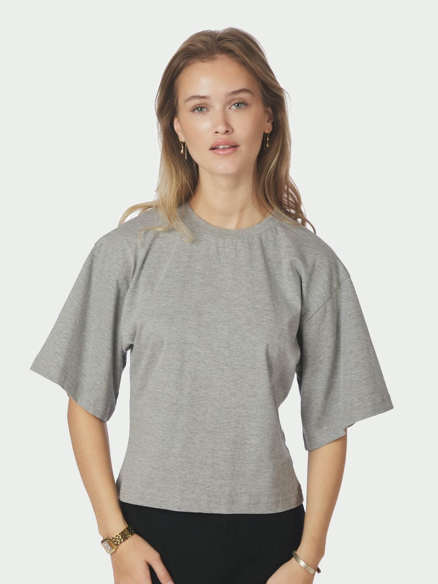 Asha Boxy Tee - Grey Melange