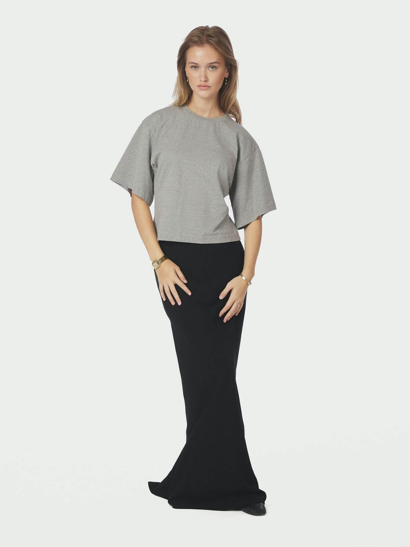 Asha Boxy Tee - Grey Melange