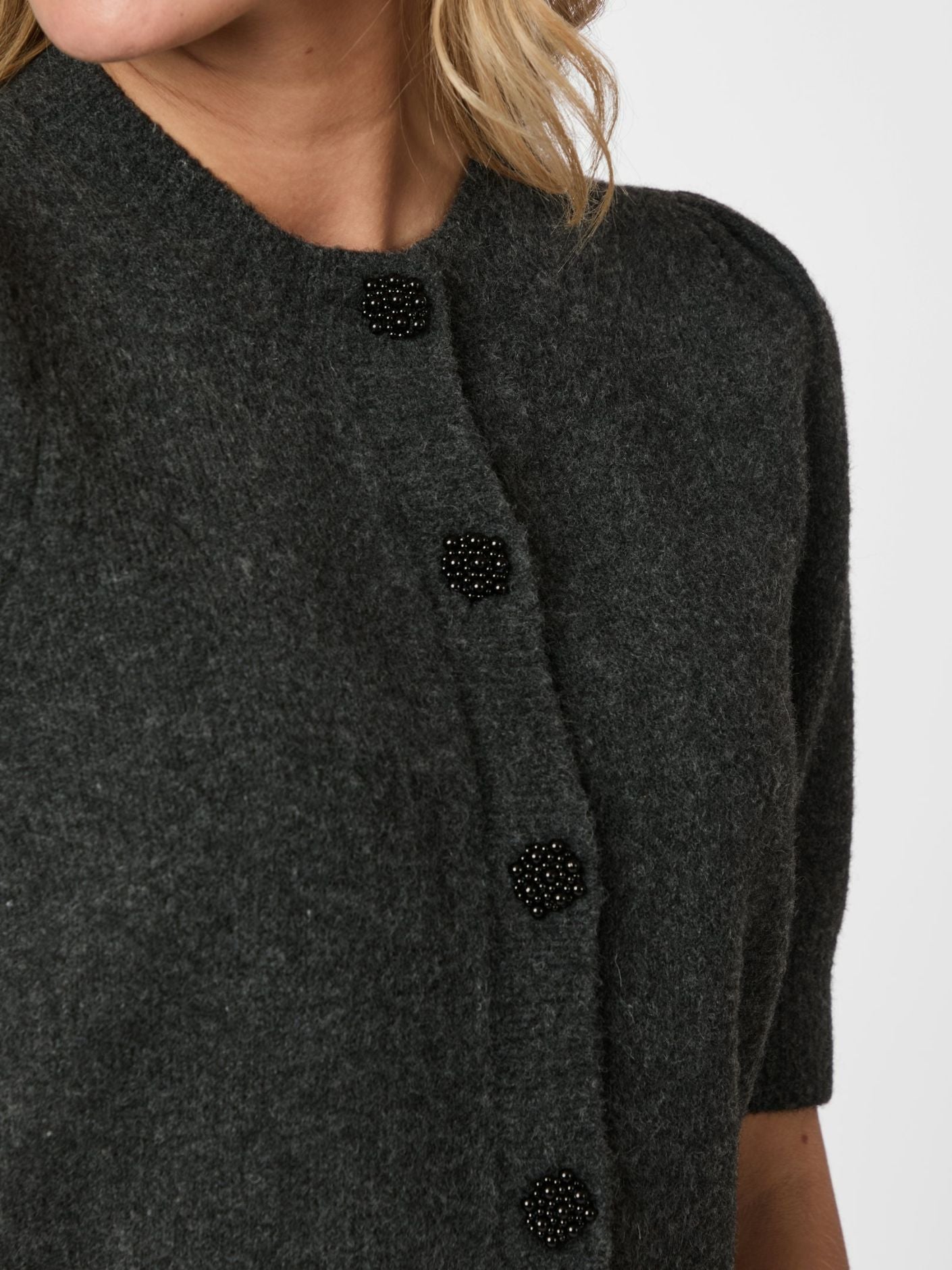 Trudy Deco Knit Cardigan - Antracit Melange