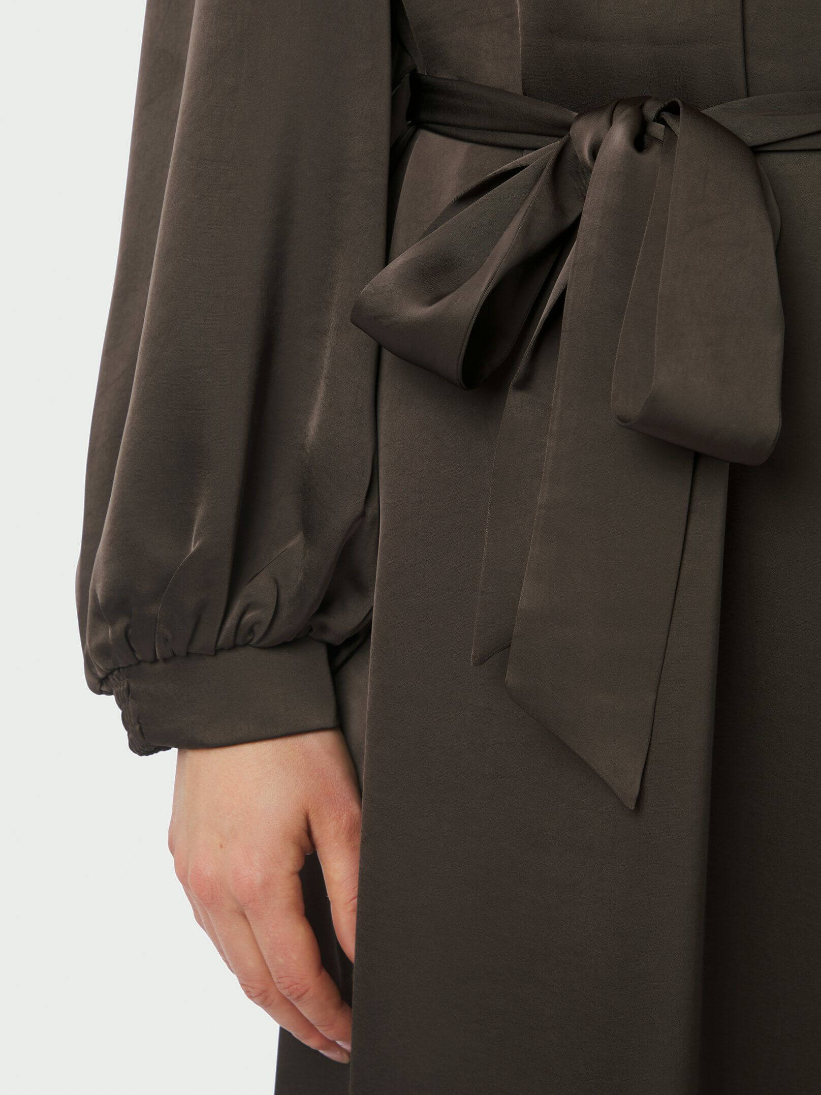 Rolana Heavy Sateen Dress - Dark Brown