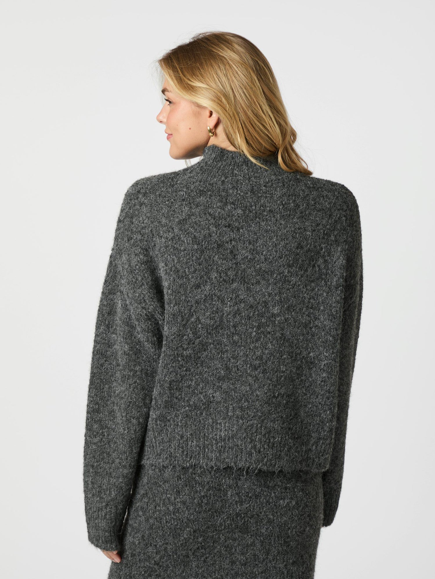 Paulina Fluffy Knit Blouse - Antracit