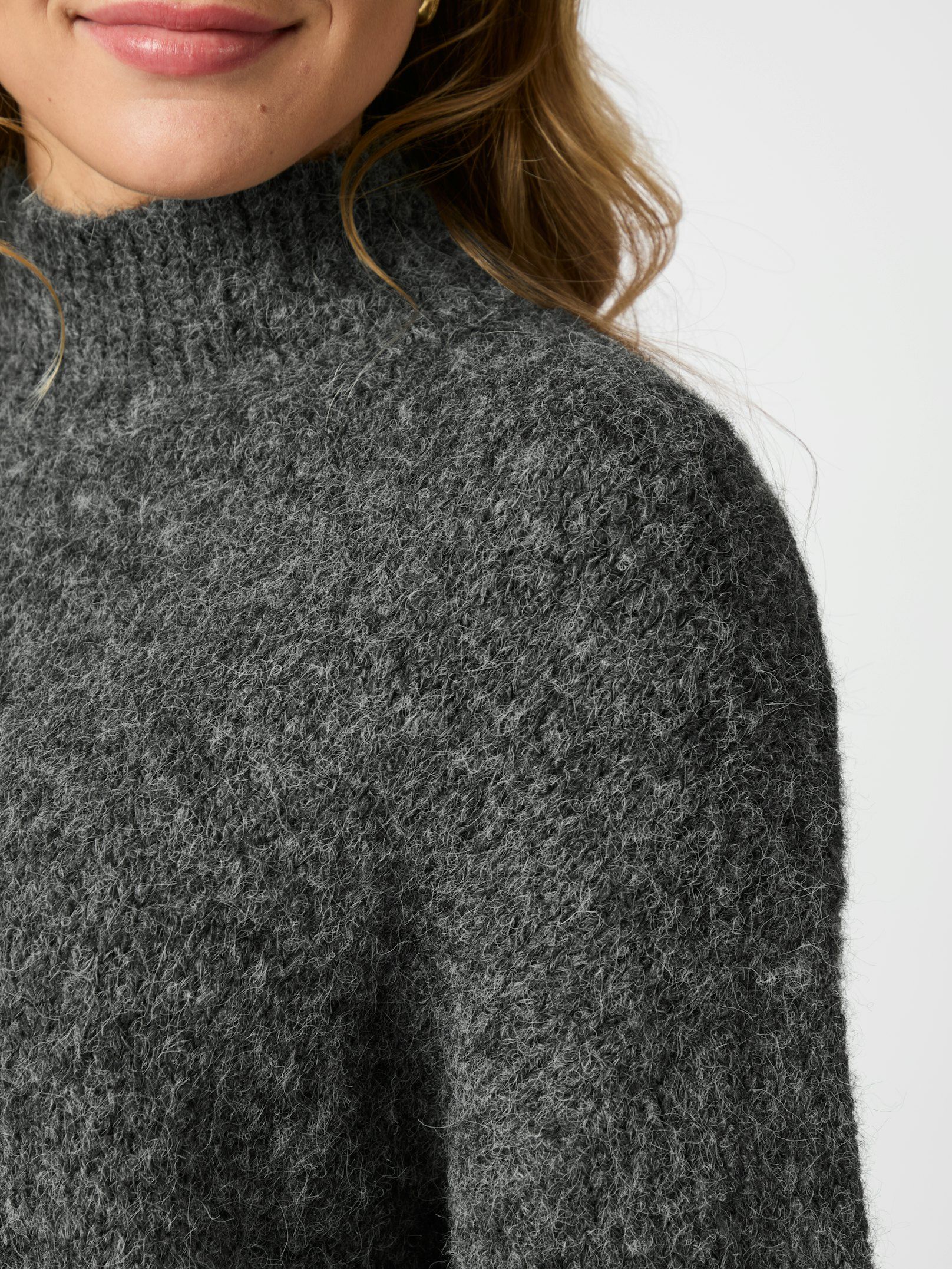 Paulina Fluffy Knit Blouse - Antracit