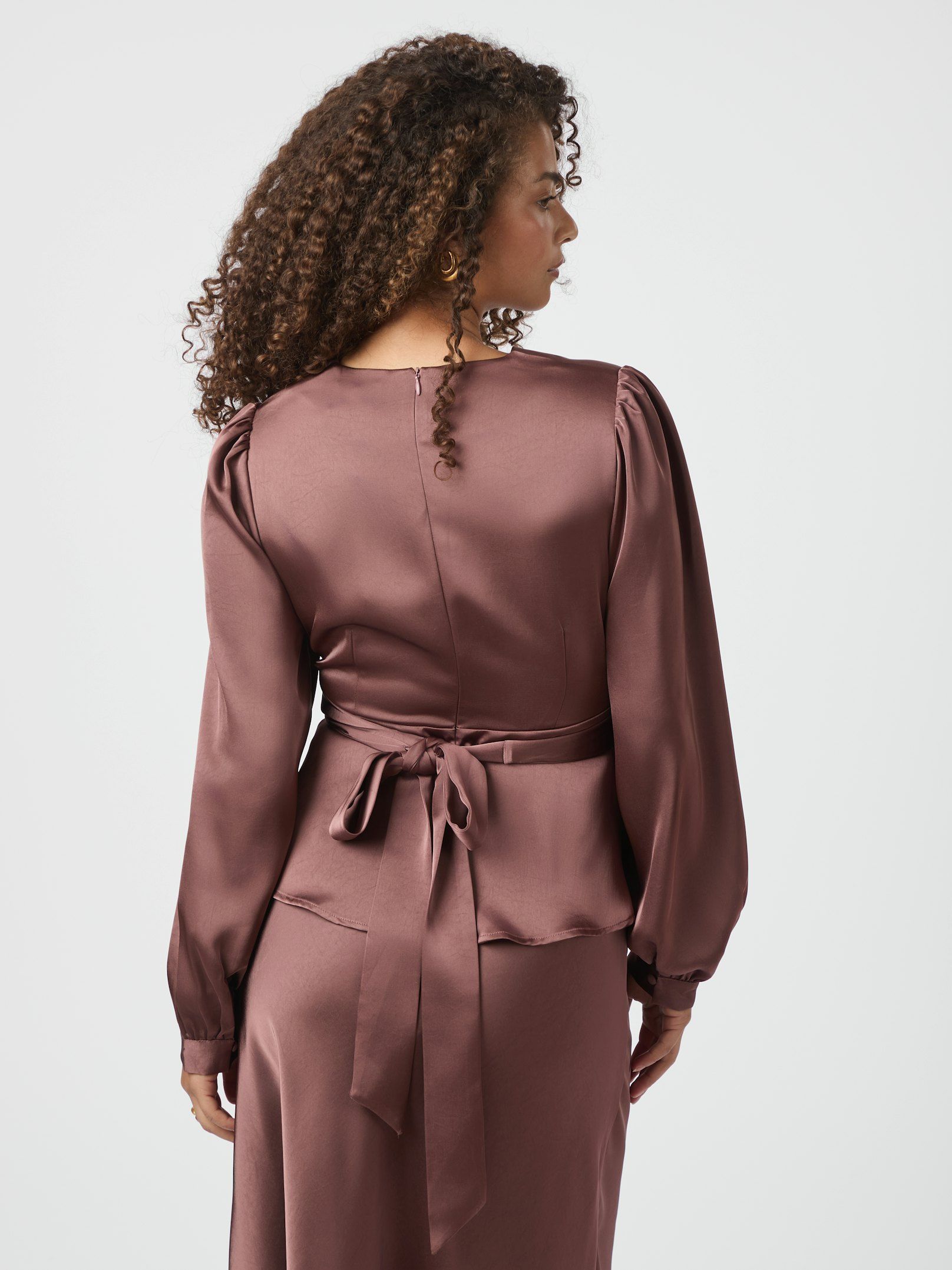 Rista Heavy Sateen Blouse - Dark Rose