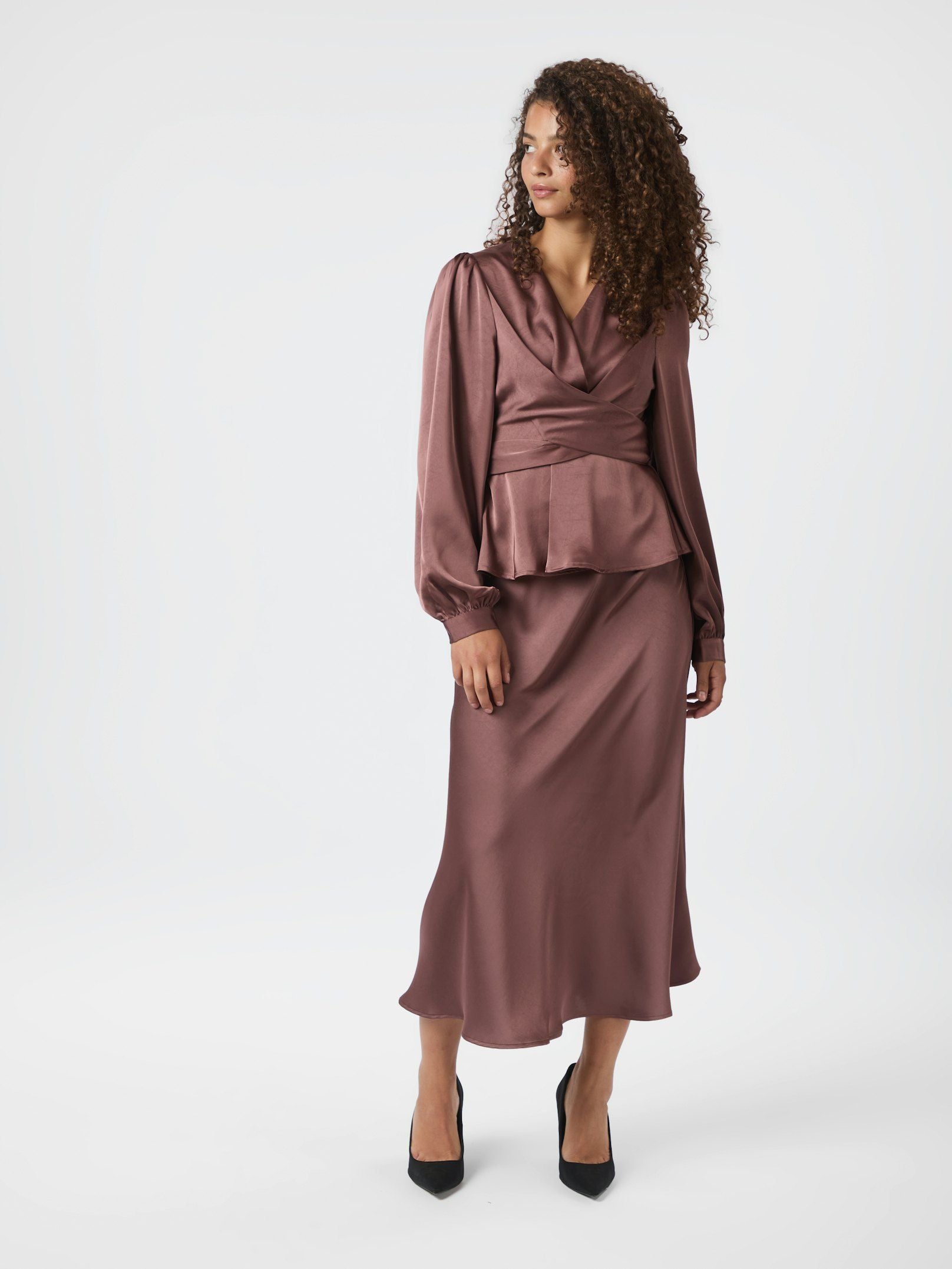 Rista Heavy Sateen Blouse - Dark Rose