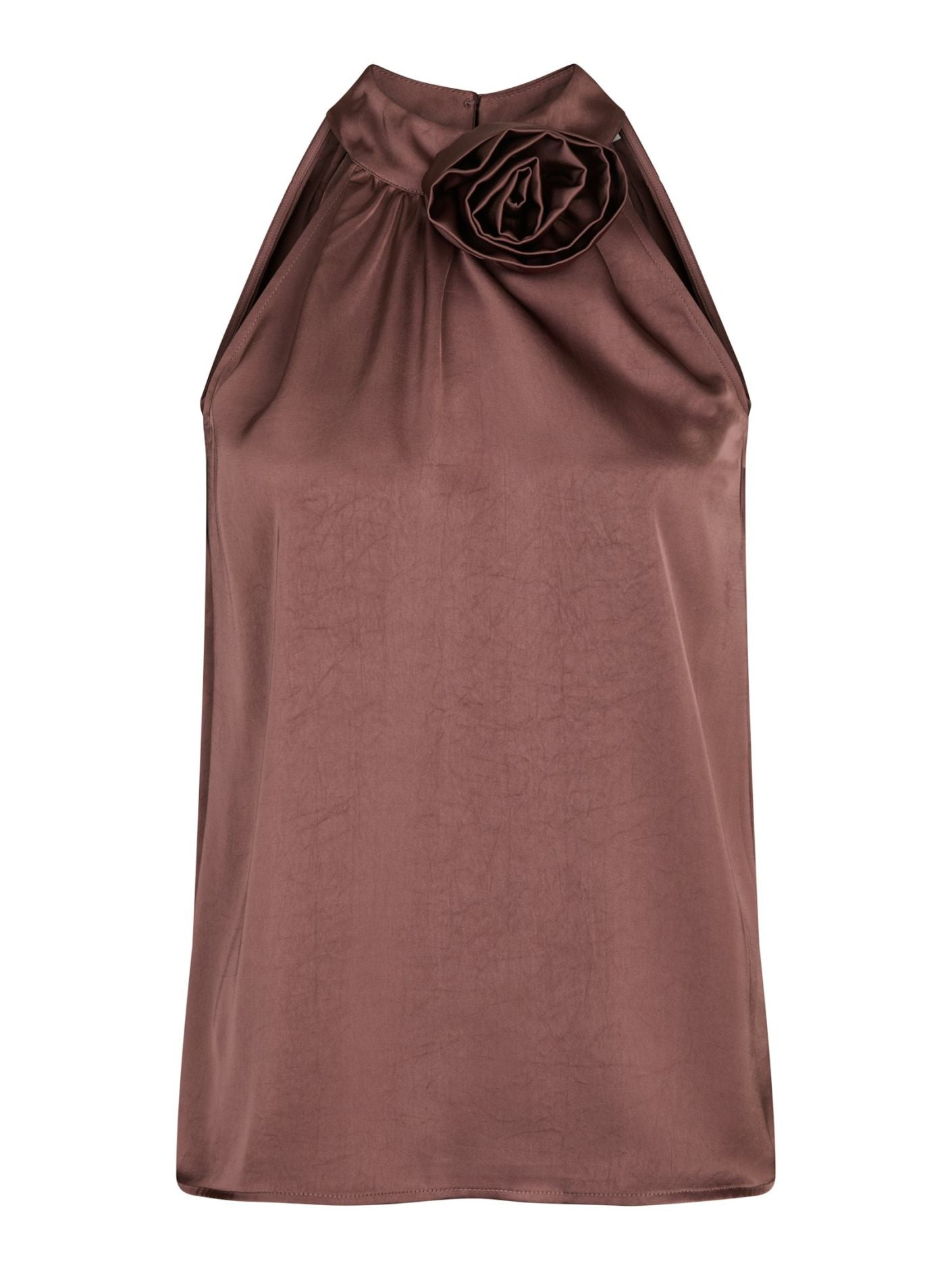 Rosette Heavy Sateen Top - Dark Rose