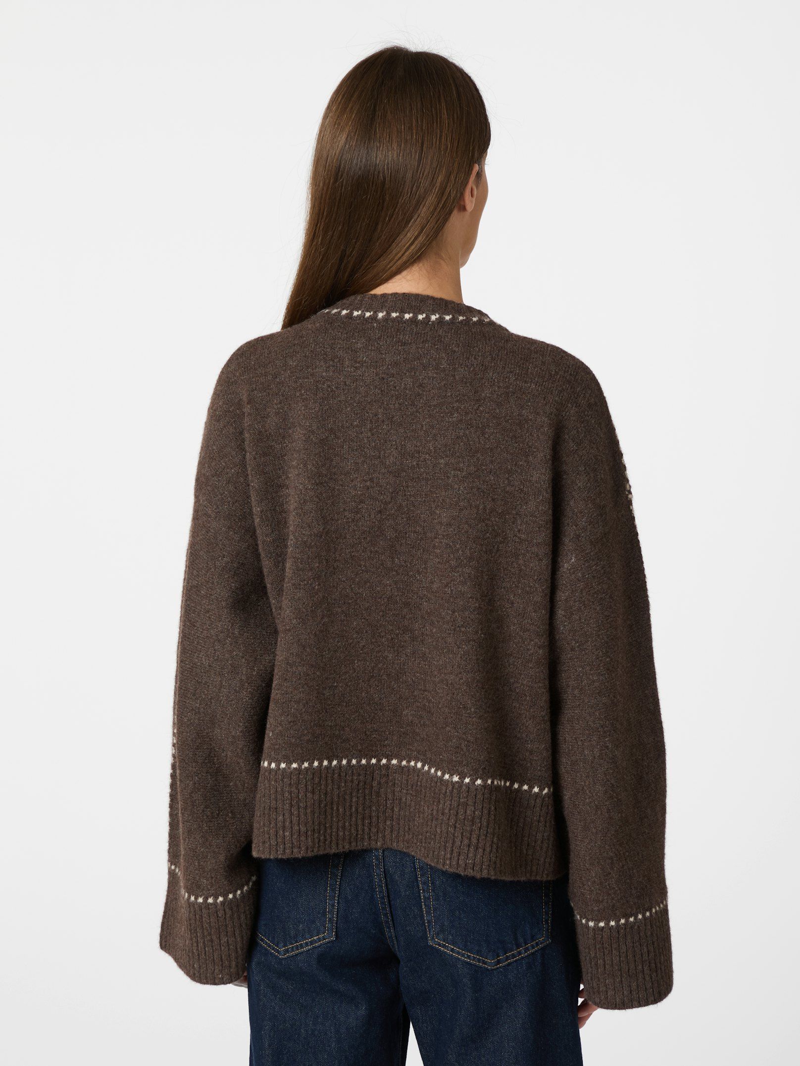 Roeme Knit Stitch Blouse - Brown Melange