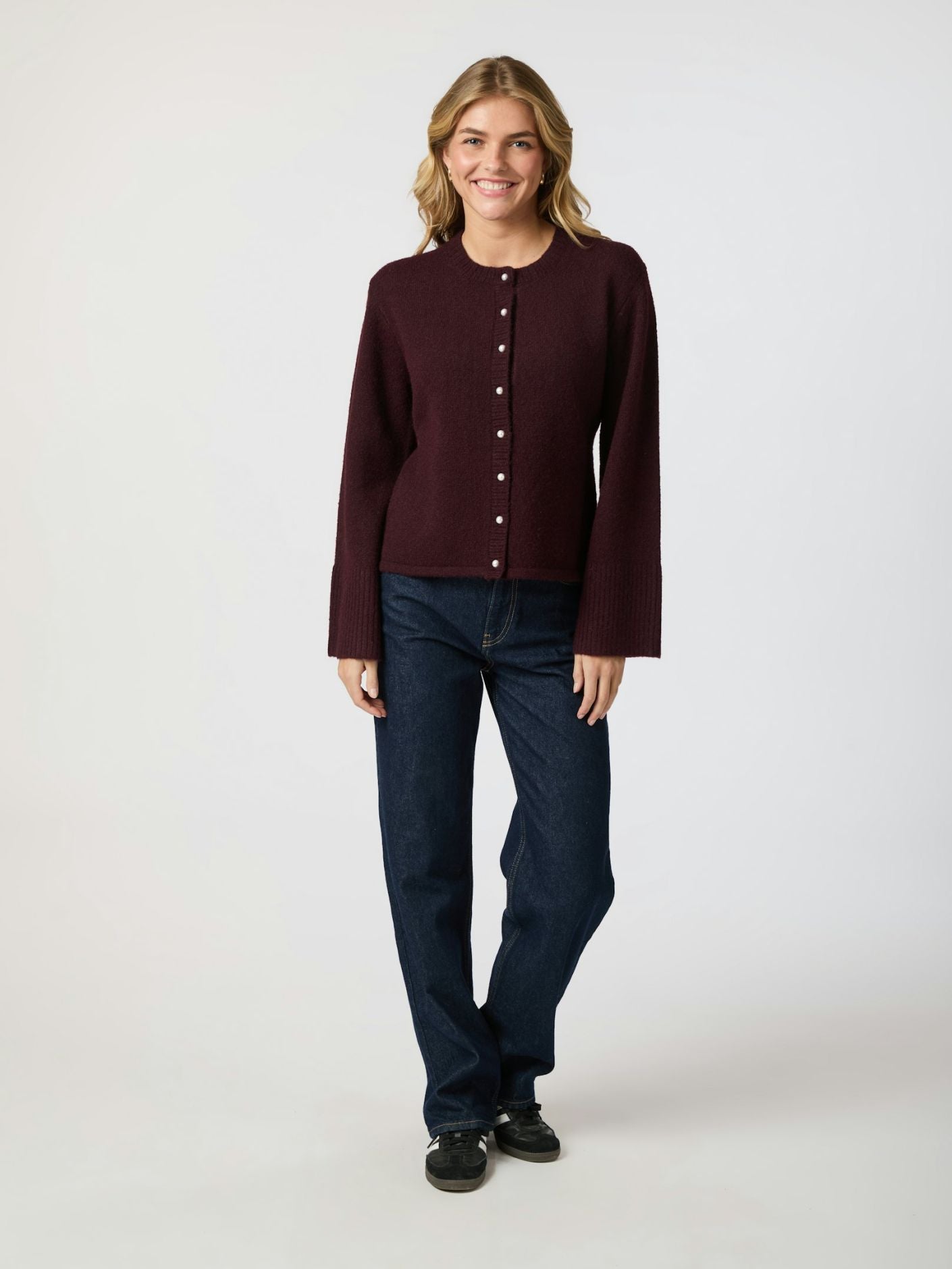 Mixie Knit Cardigan - Wine