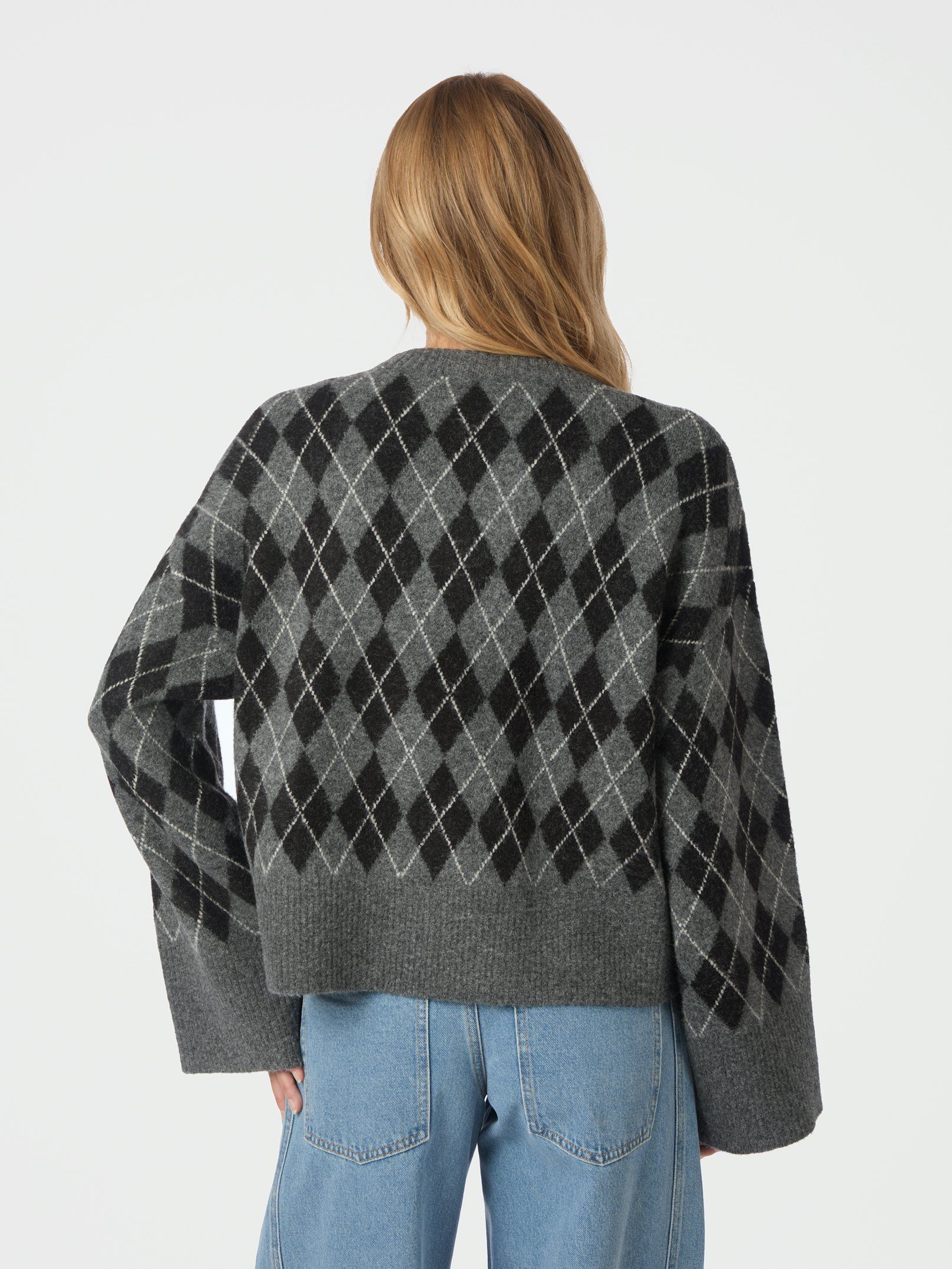 Kick Check Knit Blouse - Antracit