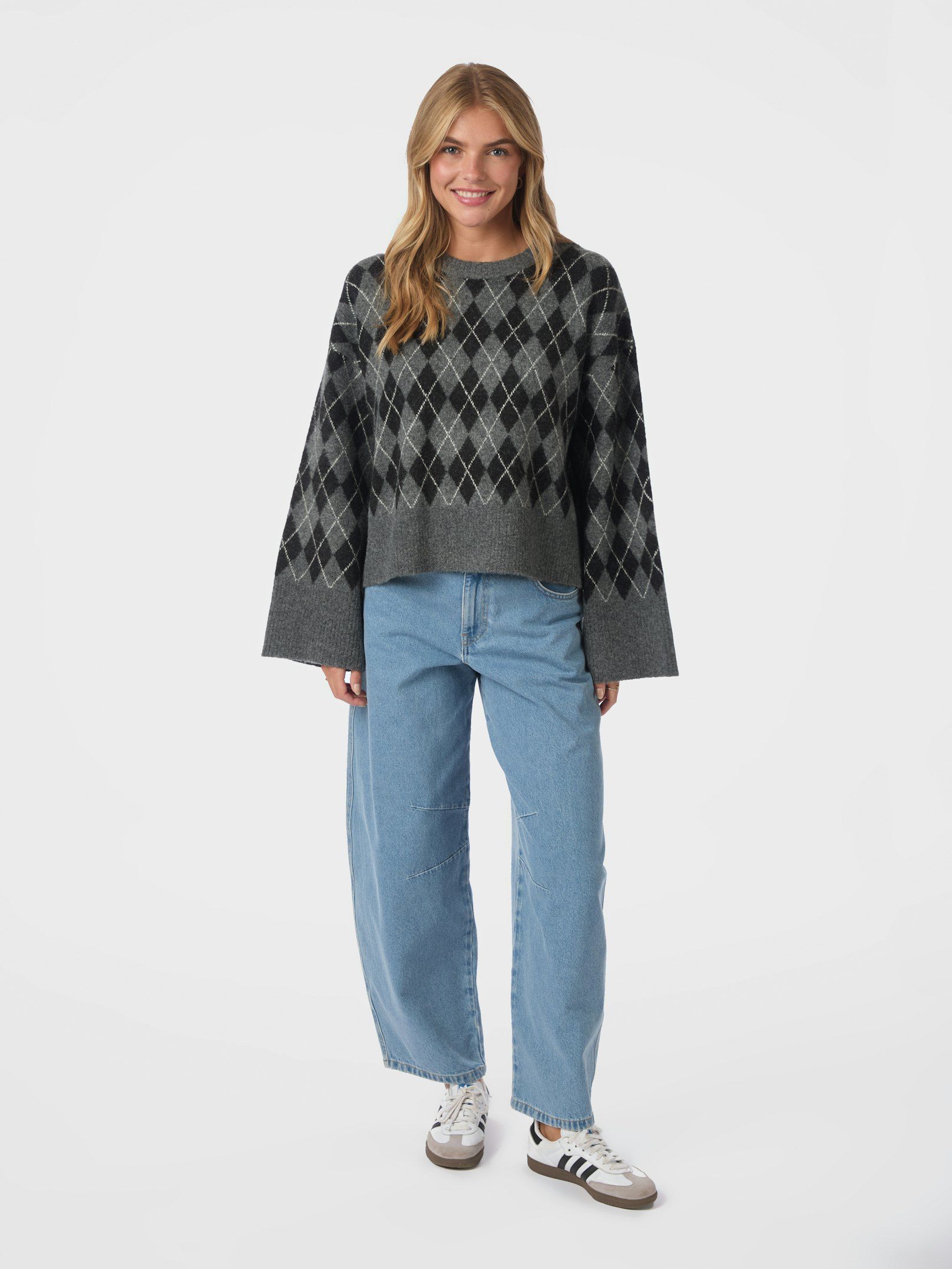 Kick Check Knit Blouse - Antracit