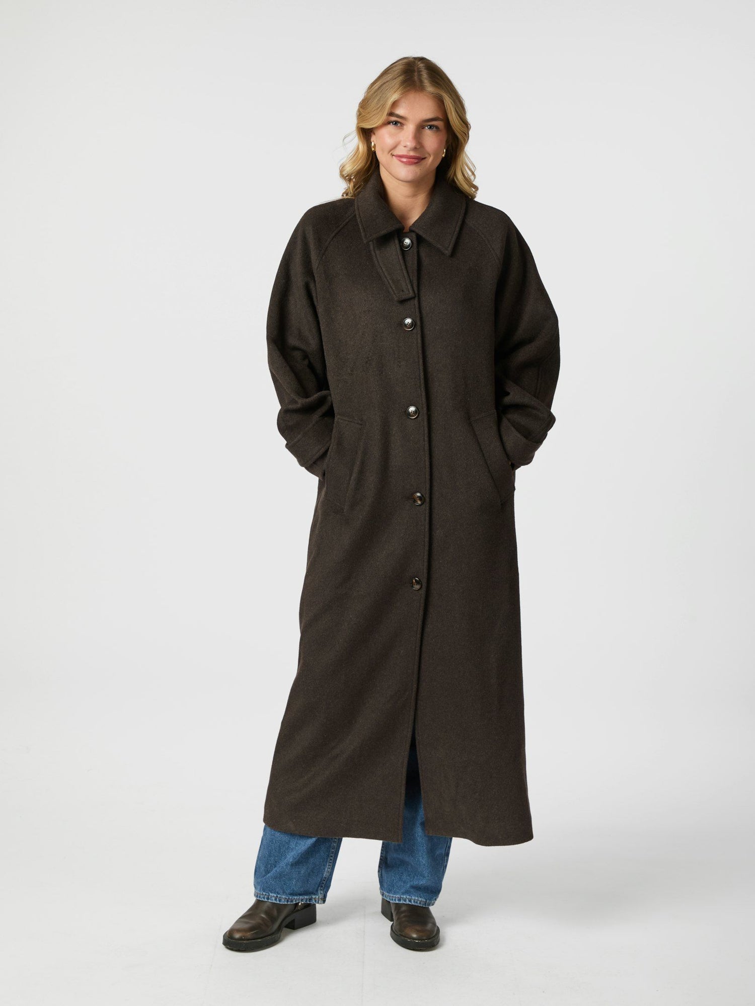Keaton Wool Coat - Chocolate Brown