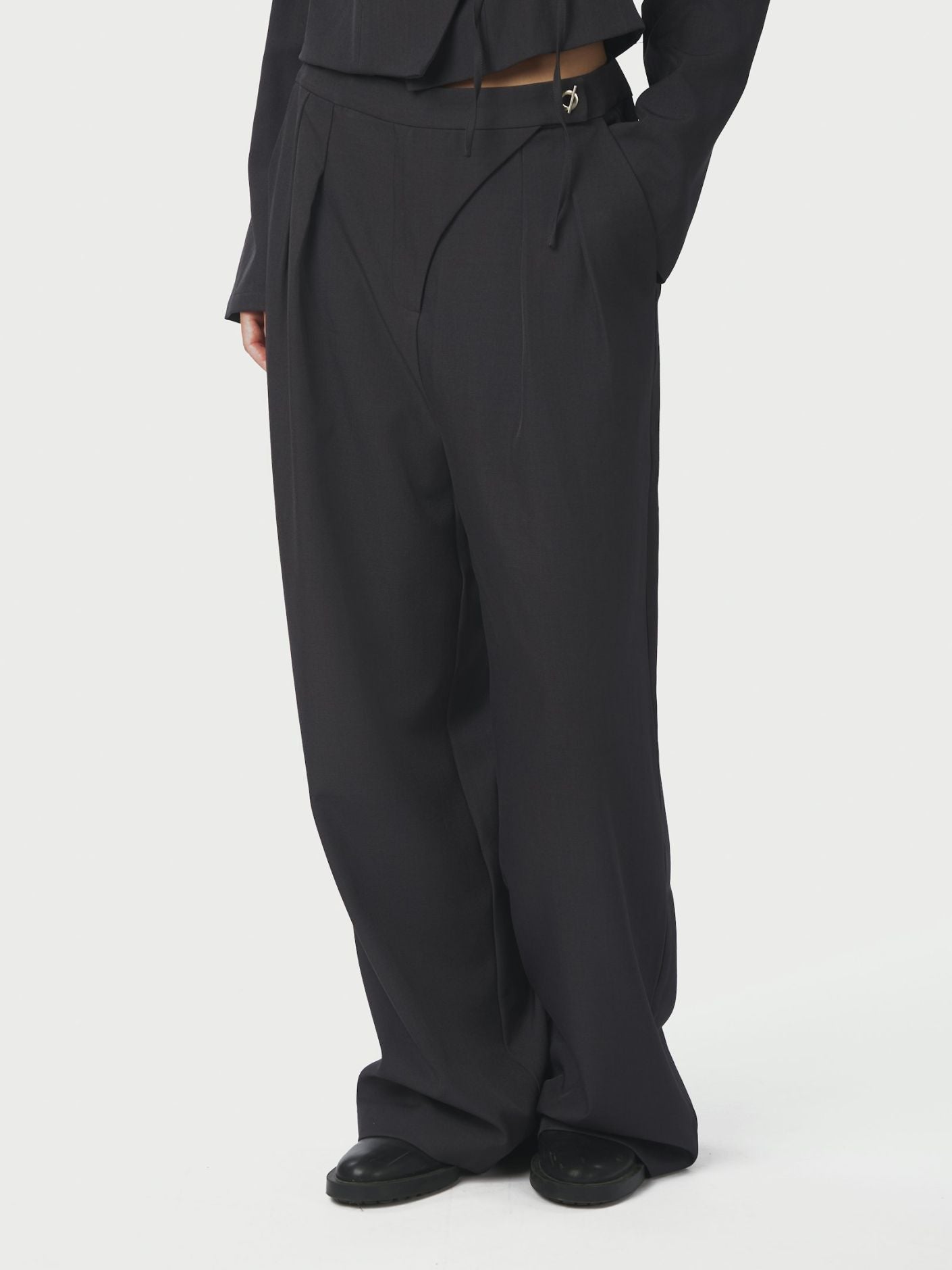 Zalka Eyelet Pants - Dark Grey