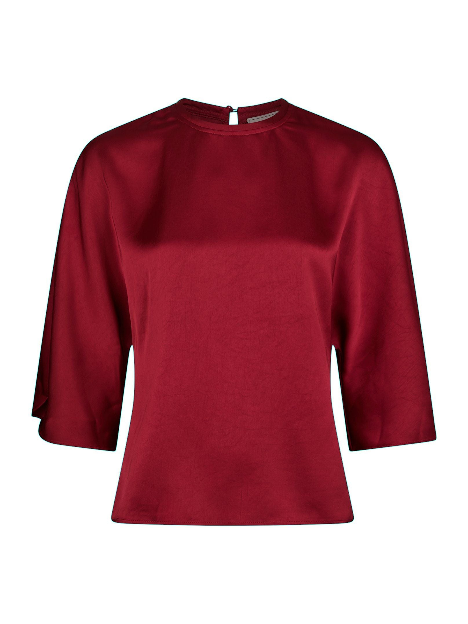 Liora Heavy Sateen Blouse - Dark Red