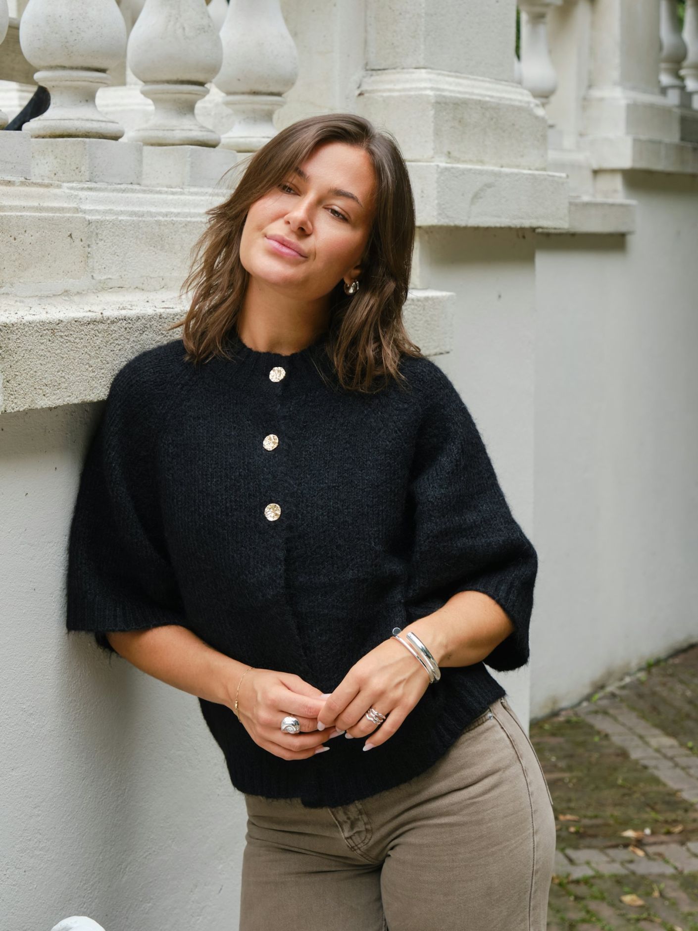 Benuta Fluffy Knit Cardigan - Black