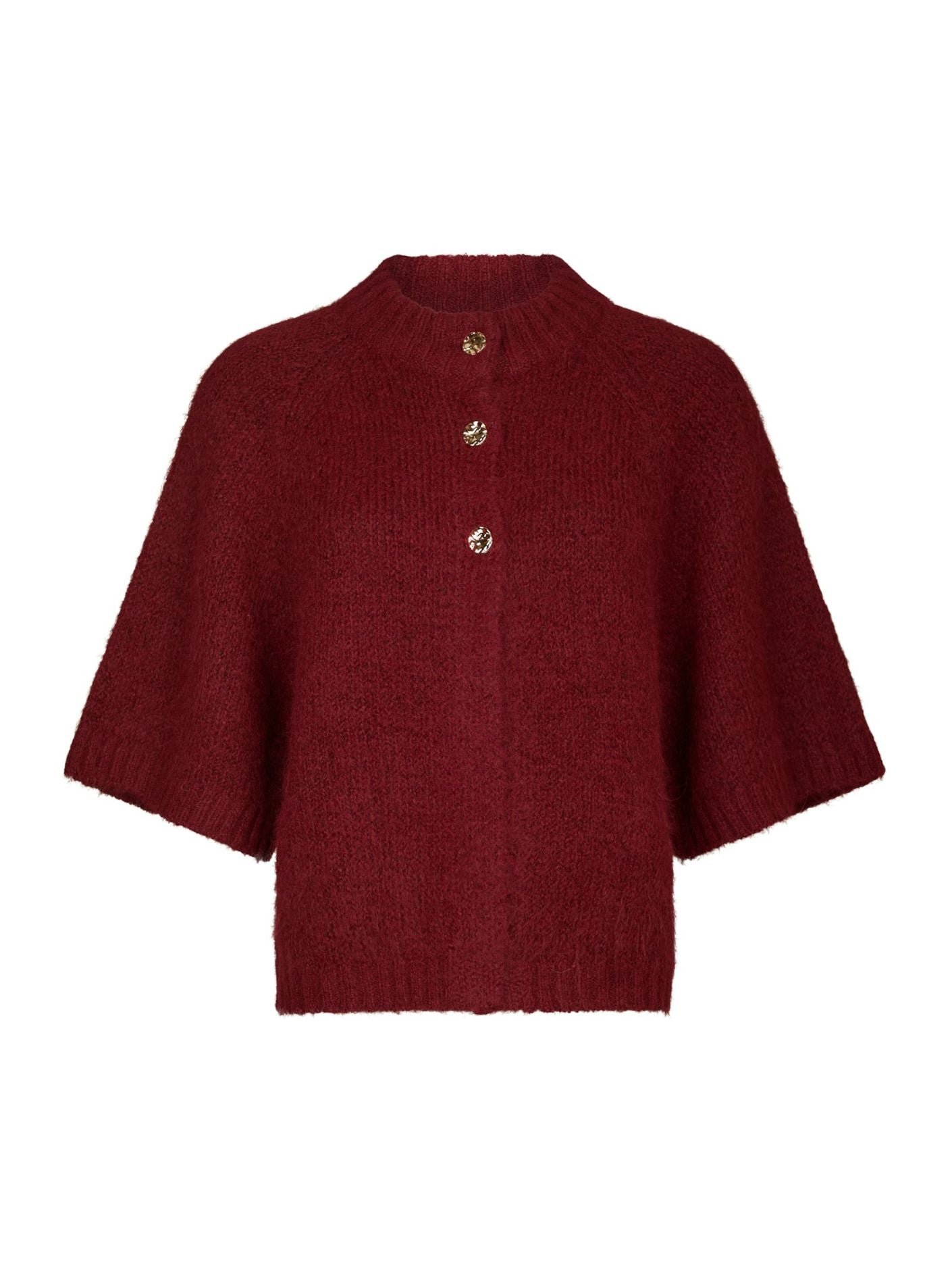 Benuta Fluffy Knit Cardigan - Dark Red