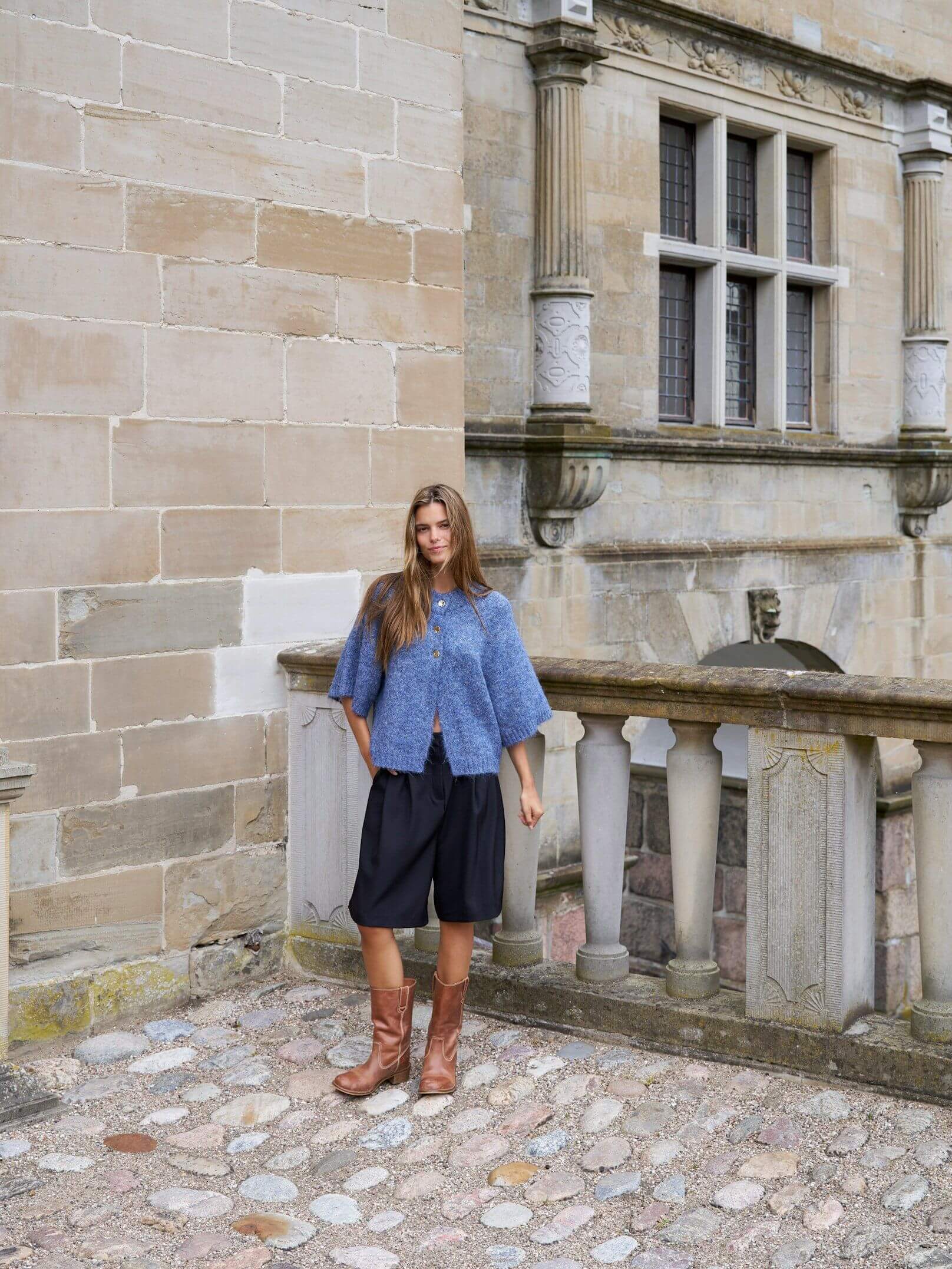 Benuta Fluffy Knit Cardigan - Smoke Blue