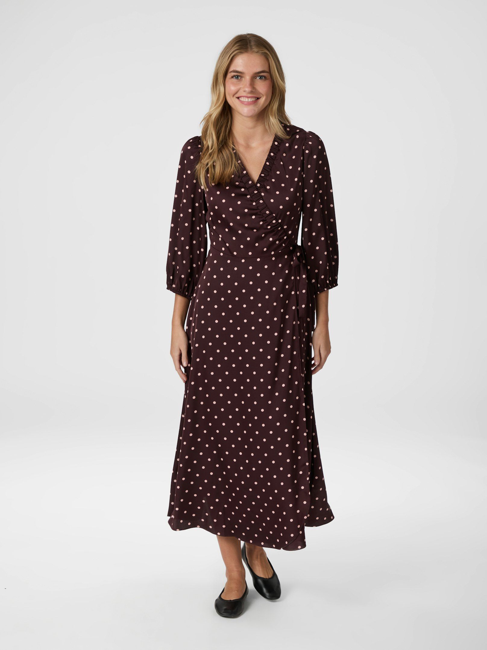 Malinga dot Dress - Wine