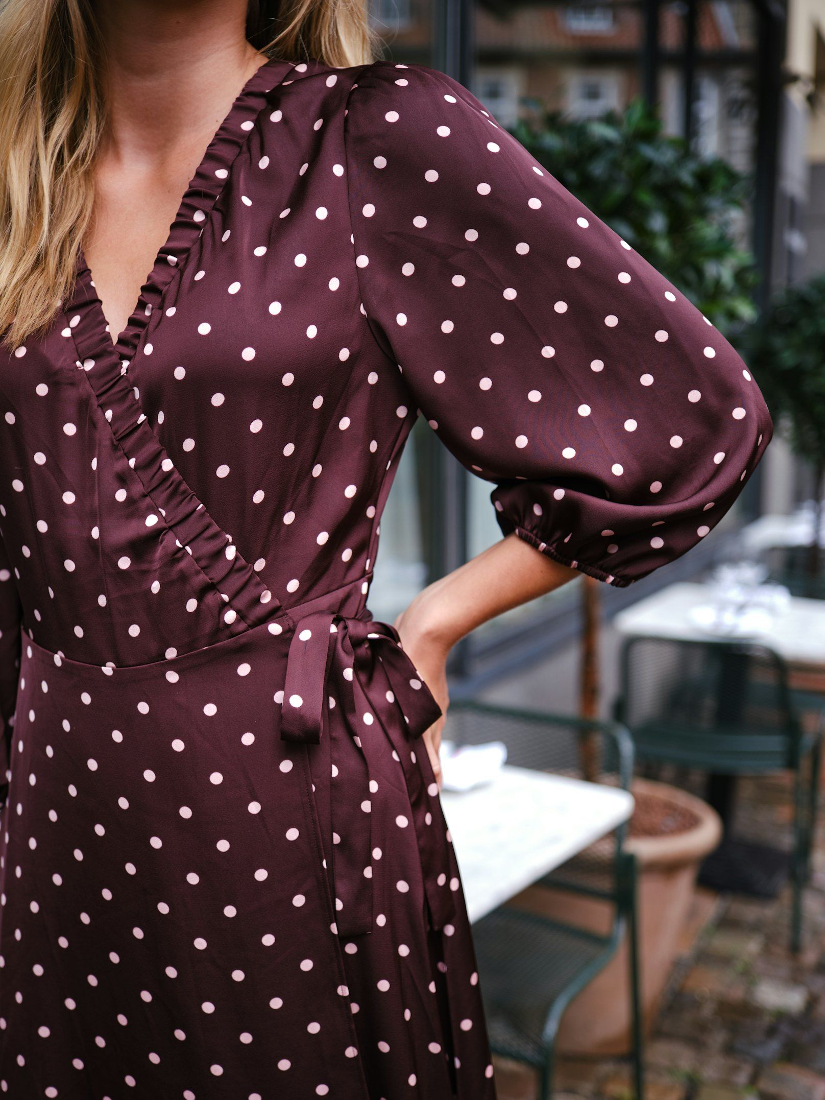 Malinga dot Dress - Wine