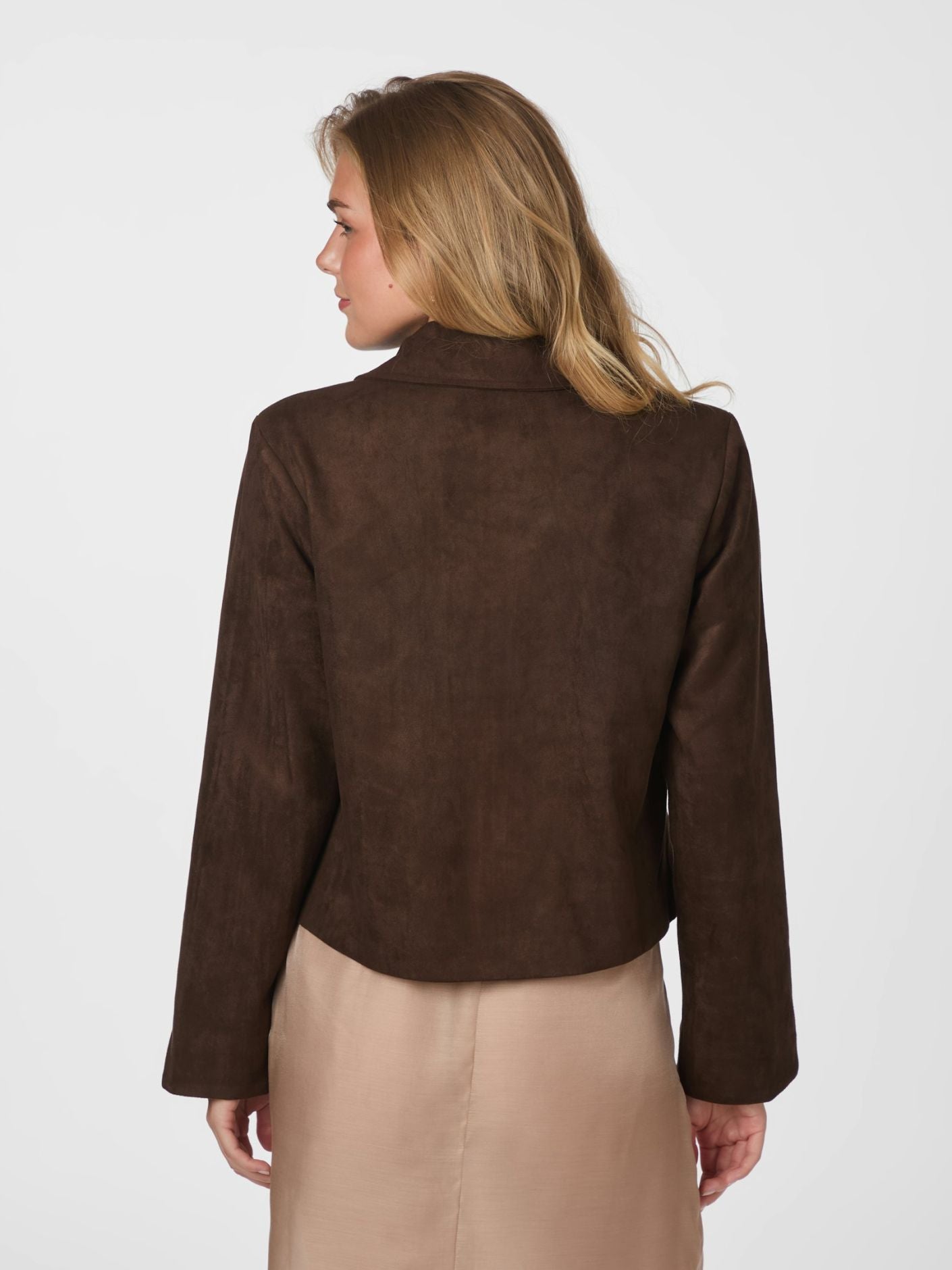 Nilo Faux Suede Jacket - Dark Brown