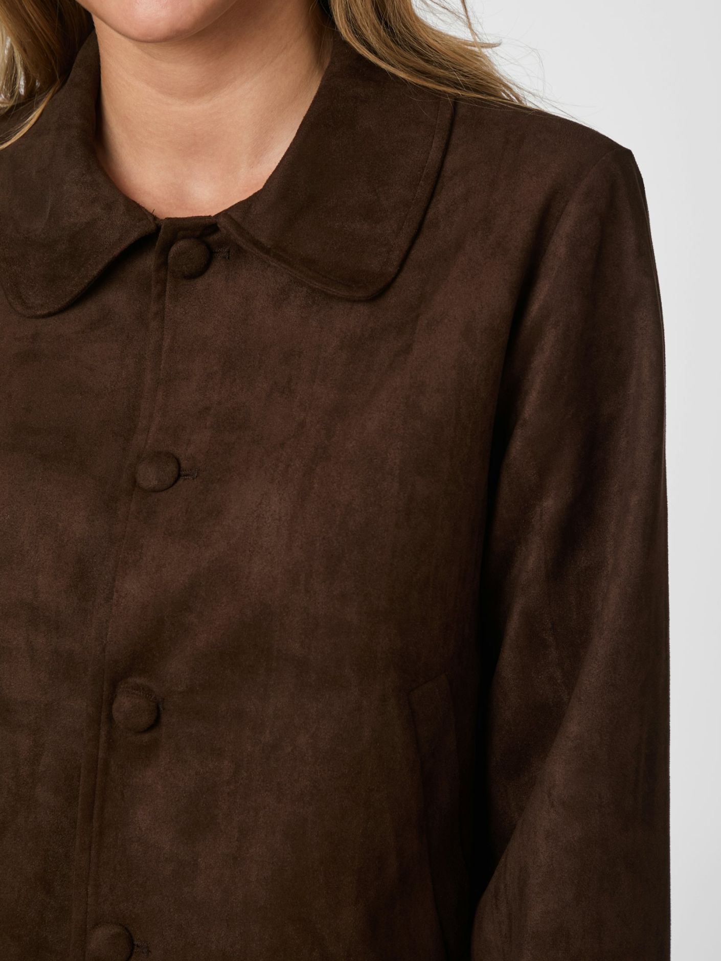 Nilo Faux Suede Jacket - Dark Brown