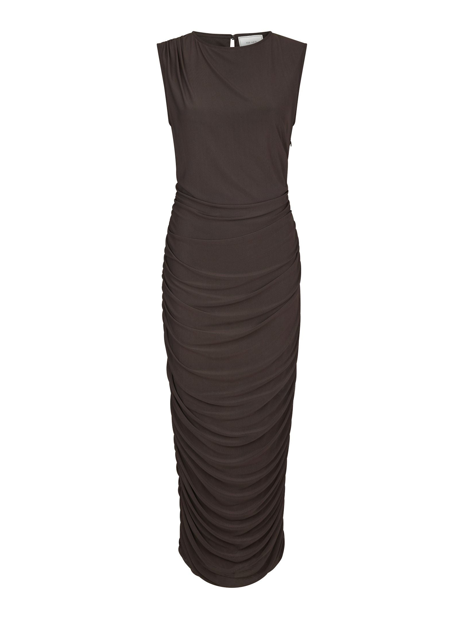 Corilina Solid Mesh Dress - Brown
