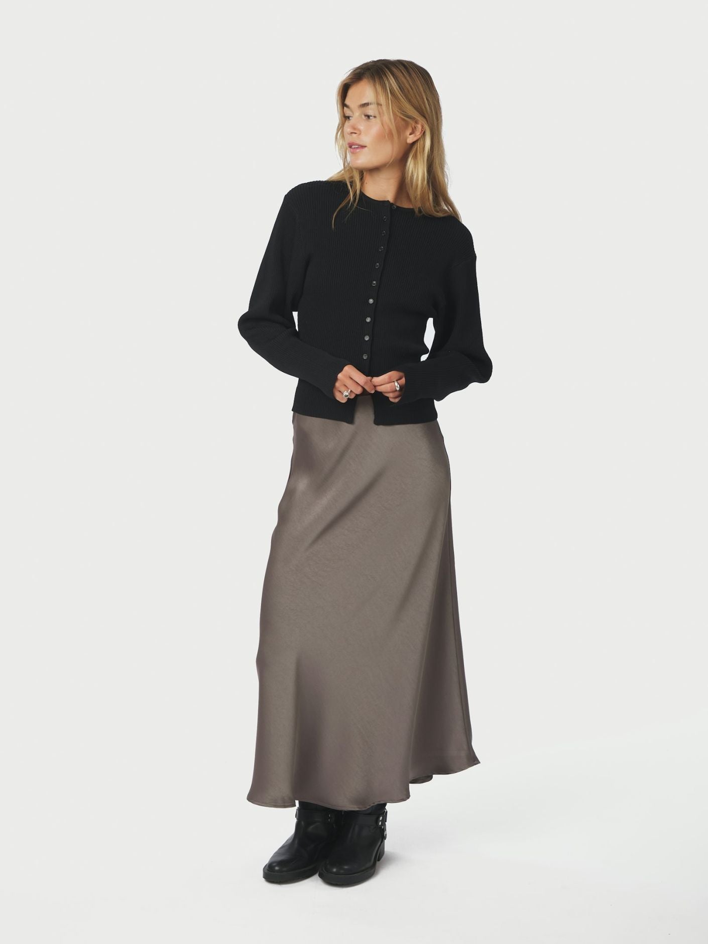 Briano Stitch Knit Cardigan - Black