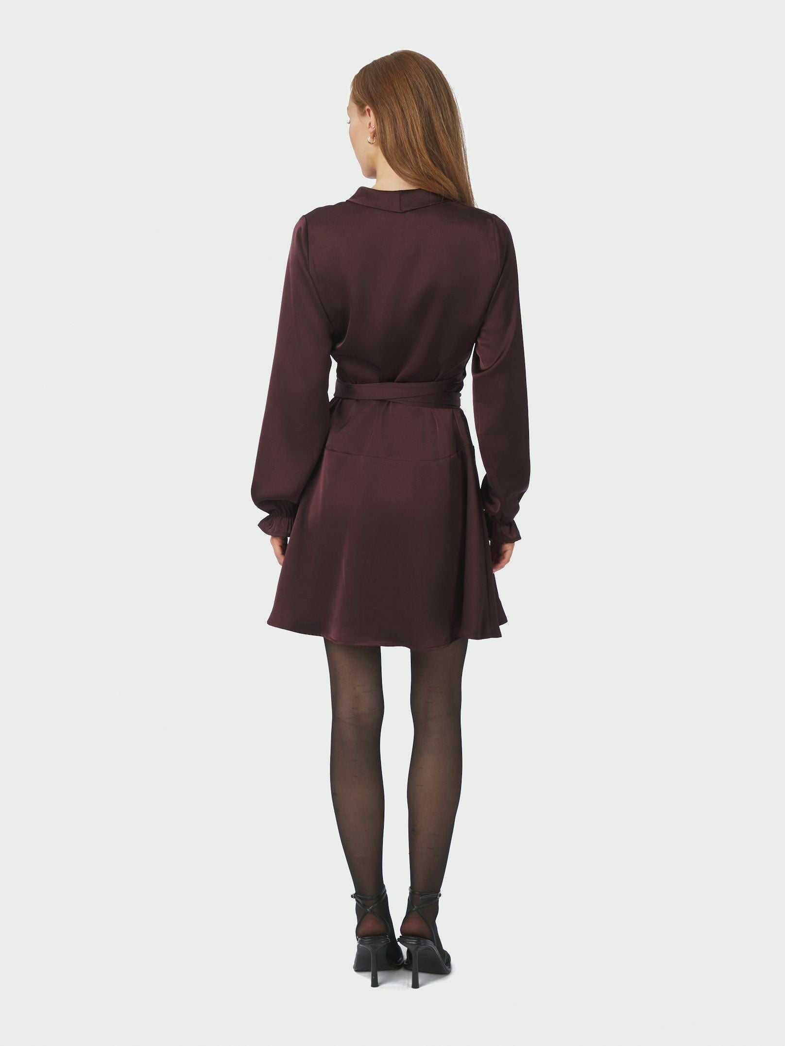 Colbie Heavy Sateen Dress - Burgundy