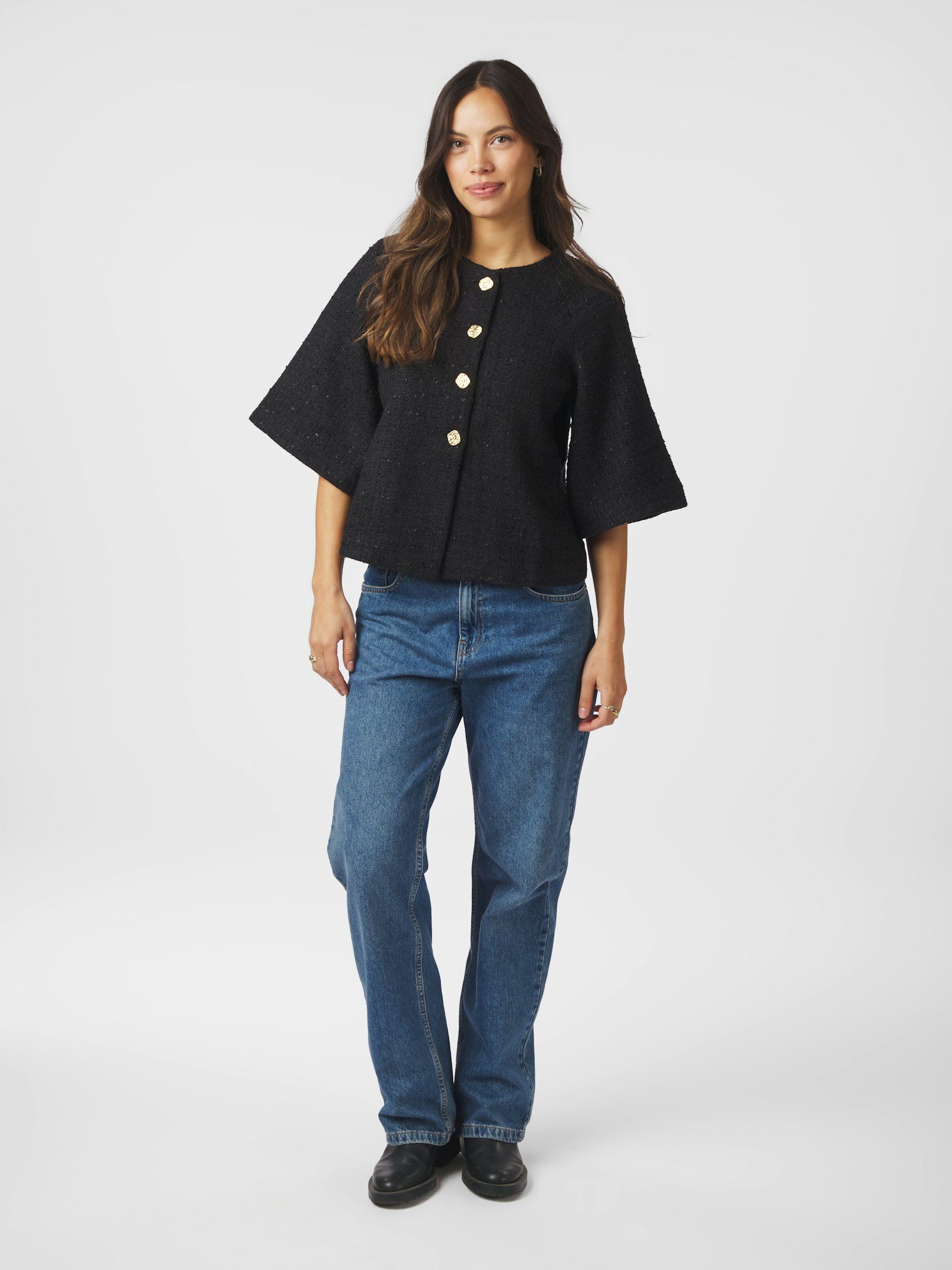 Rosella Boucle Mini Jacket - Black
