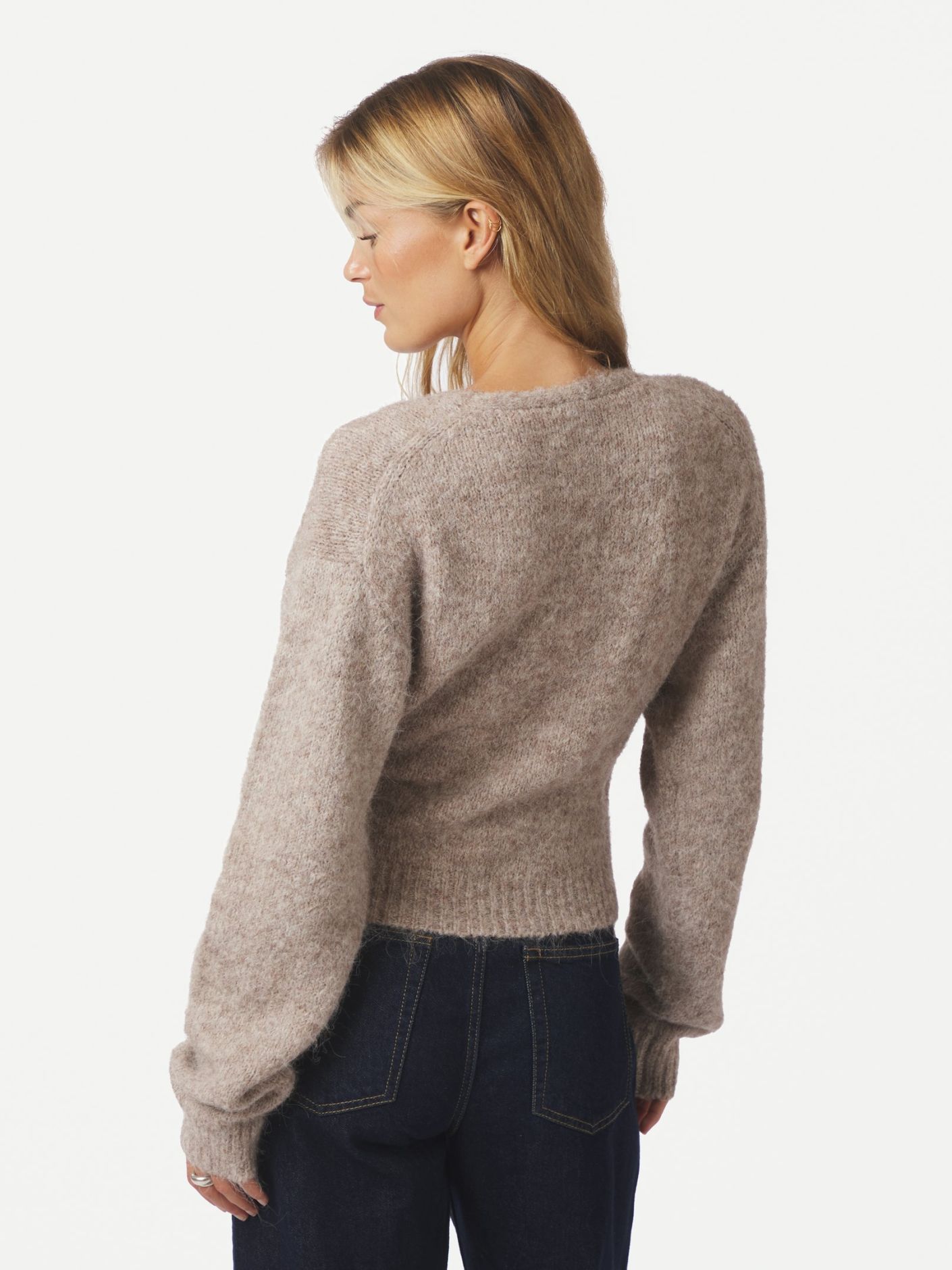 Ronia Fluffy Wrap Knit Cardigan - Beige