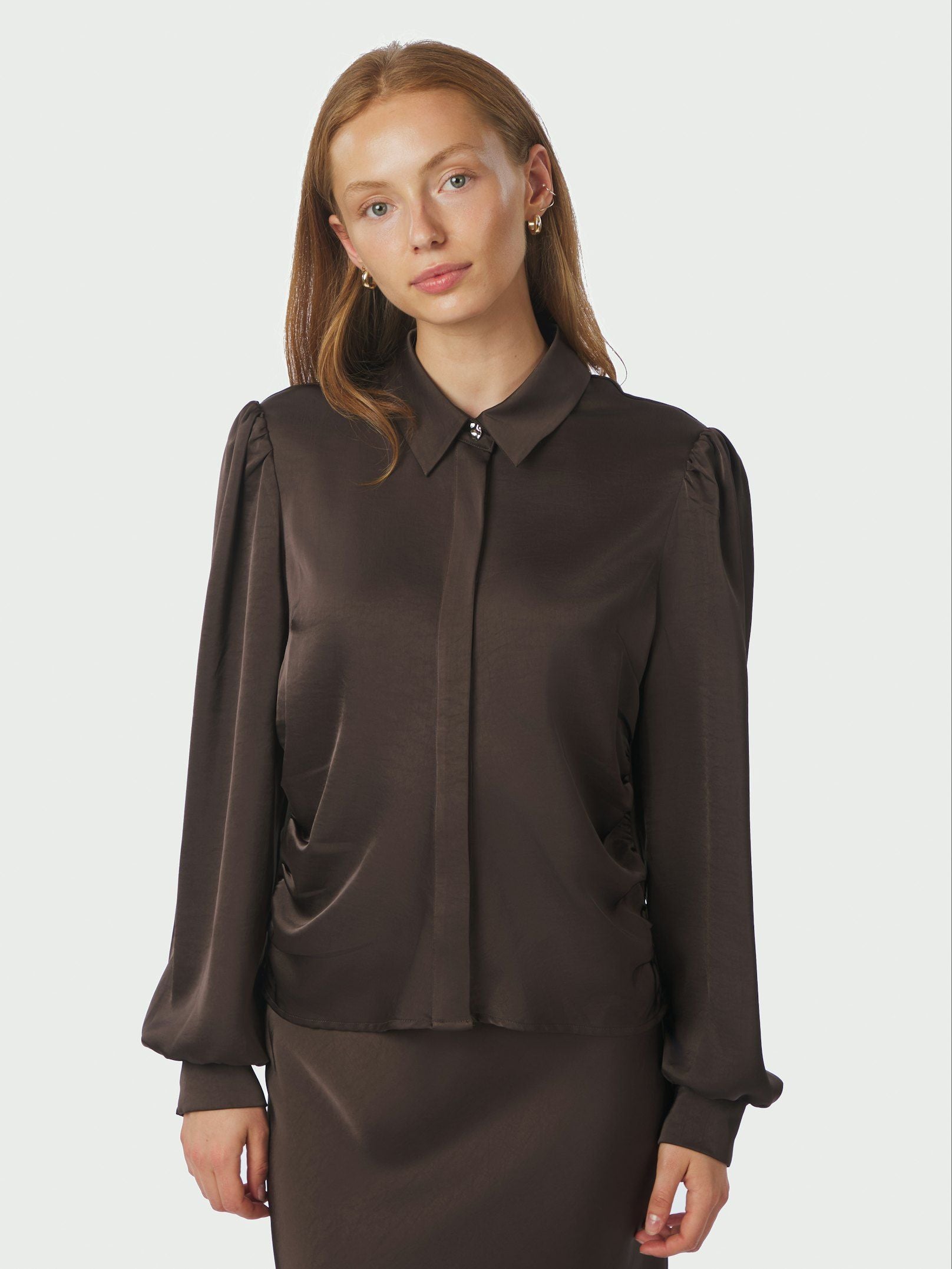 Fransala Heavy Sateen Shirt - Dark Brown